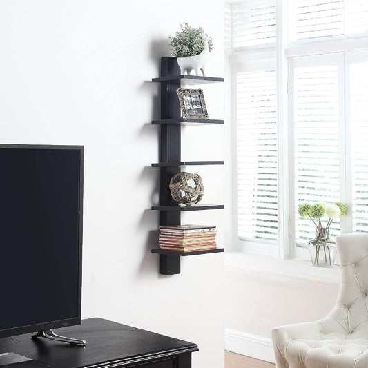 Proman Products - Mounted Spine Bookshelf, Wall Mounted Shelves, Spine Book Tower (Black)