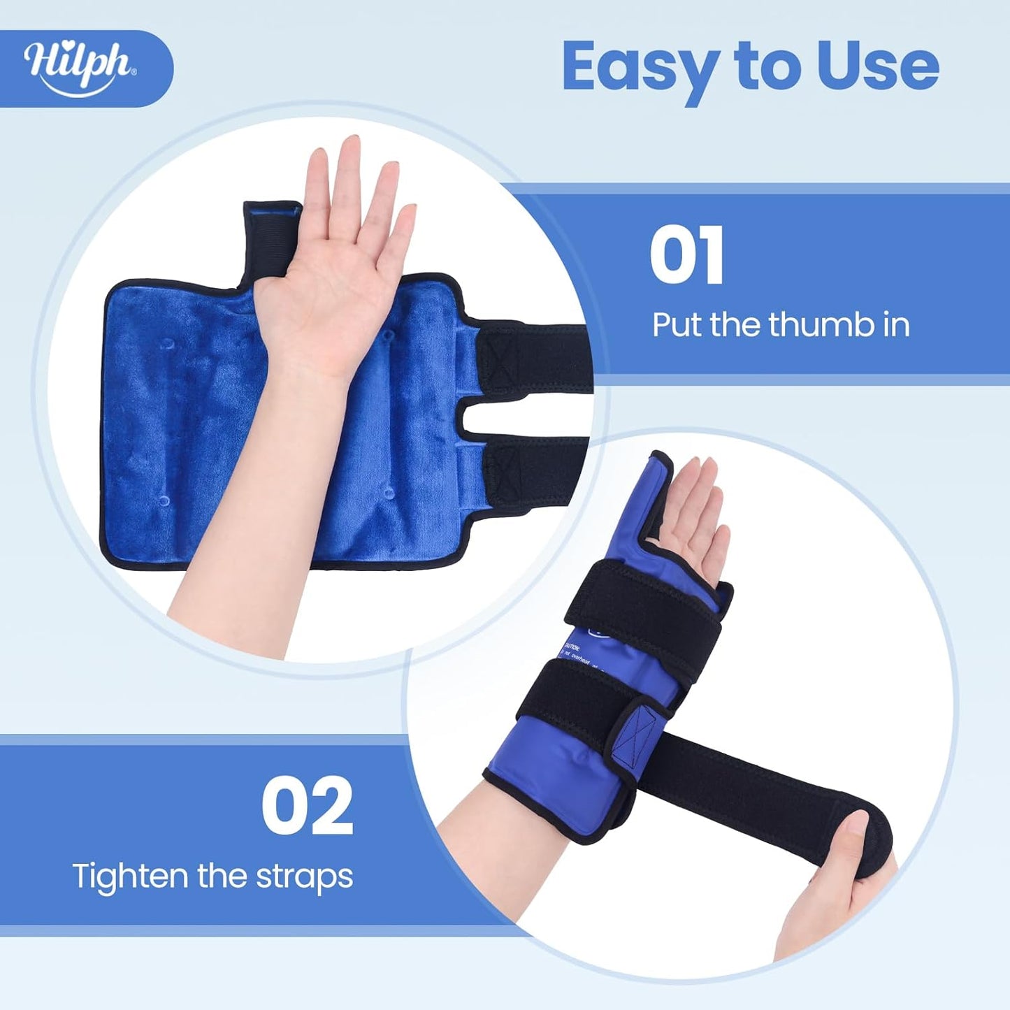 Hilph Thumb & Wrist Ice Pack Wrap with Large Extended Coverage, Long Lasting Hot & Cold Compress Therapy for Carpal Tunnel Relief, Arthritis, Computer Overuse Injuries, Post-Surgery, Post-Workout