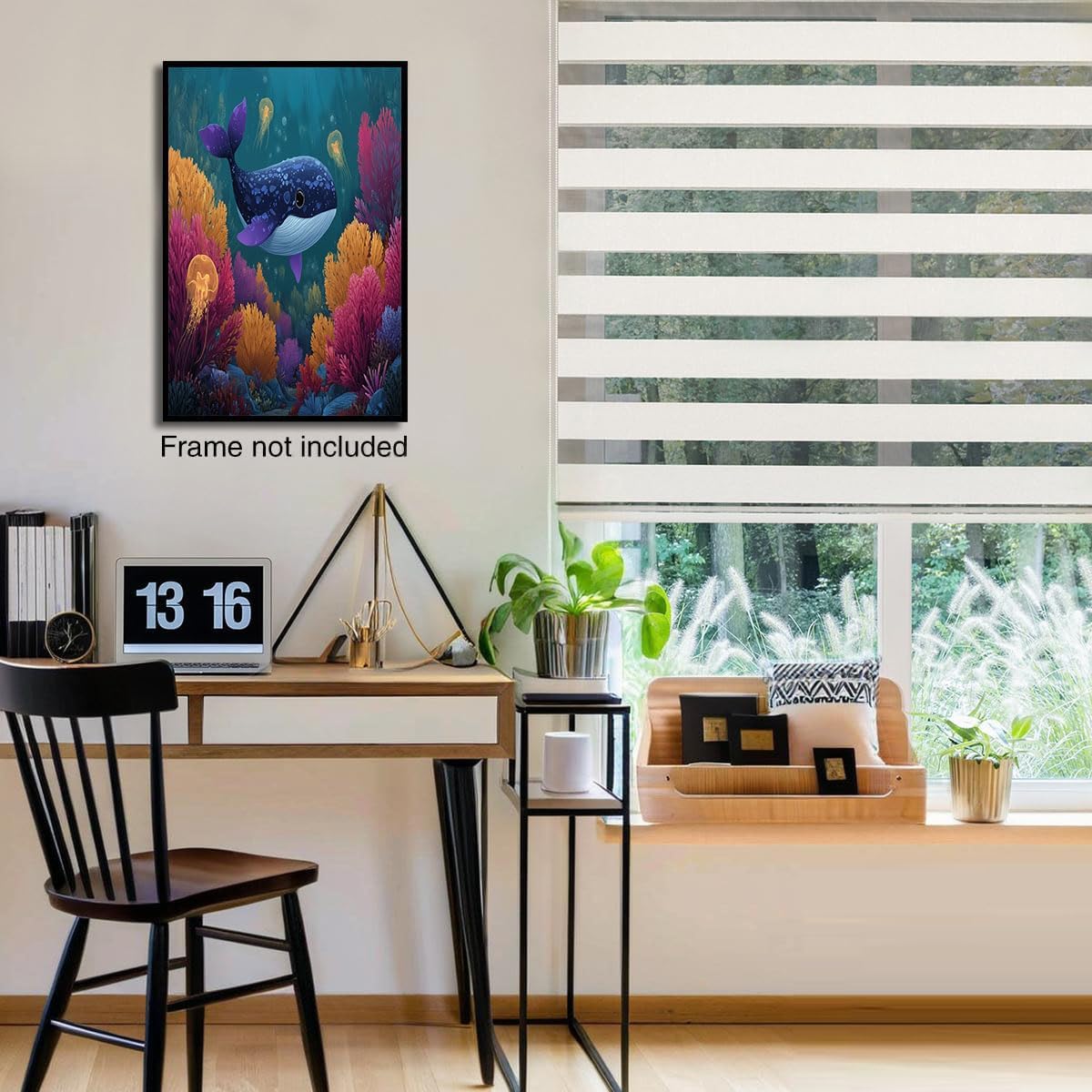 GDJSMIN Cartoon Style Wall Art, Ocean Cute Little Blue Whale Poster for Reading Room Living Room Decor 16x 24 inch Unframed