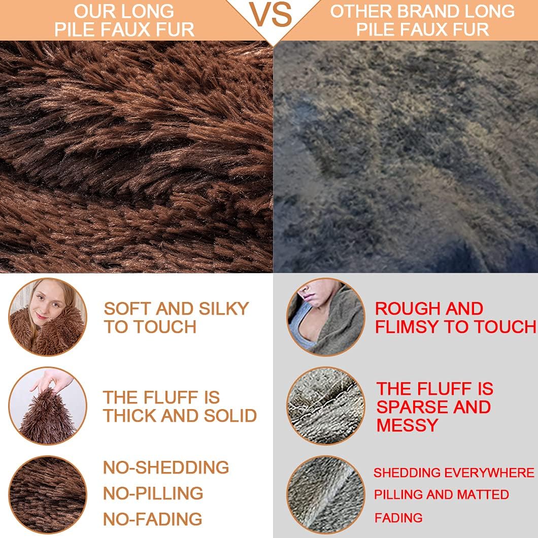 YUSOKI Long Faux Fur Twin Size Blanket,2 Layers,3.4lb for Bed Couch Home Décor Gifts Men (Brown,60" x 80")