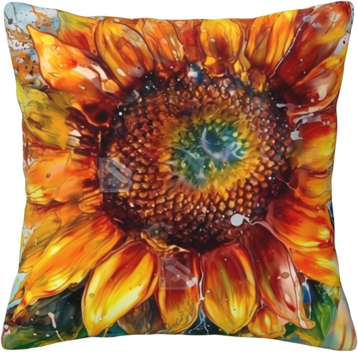 All-Season Square Pillow Covers 18"X18", Sunflower, Decorative Throw Pillow Covers for Sofa Bed Couch, Hidden Zipper Cushion Cover, Square Lumbar & Accent Pillowcases for Home Decor