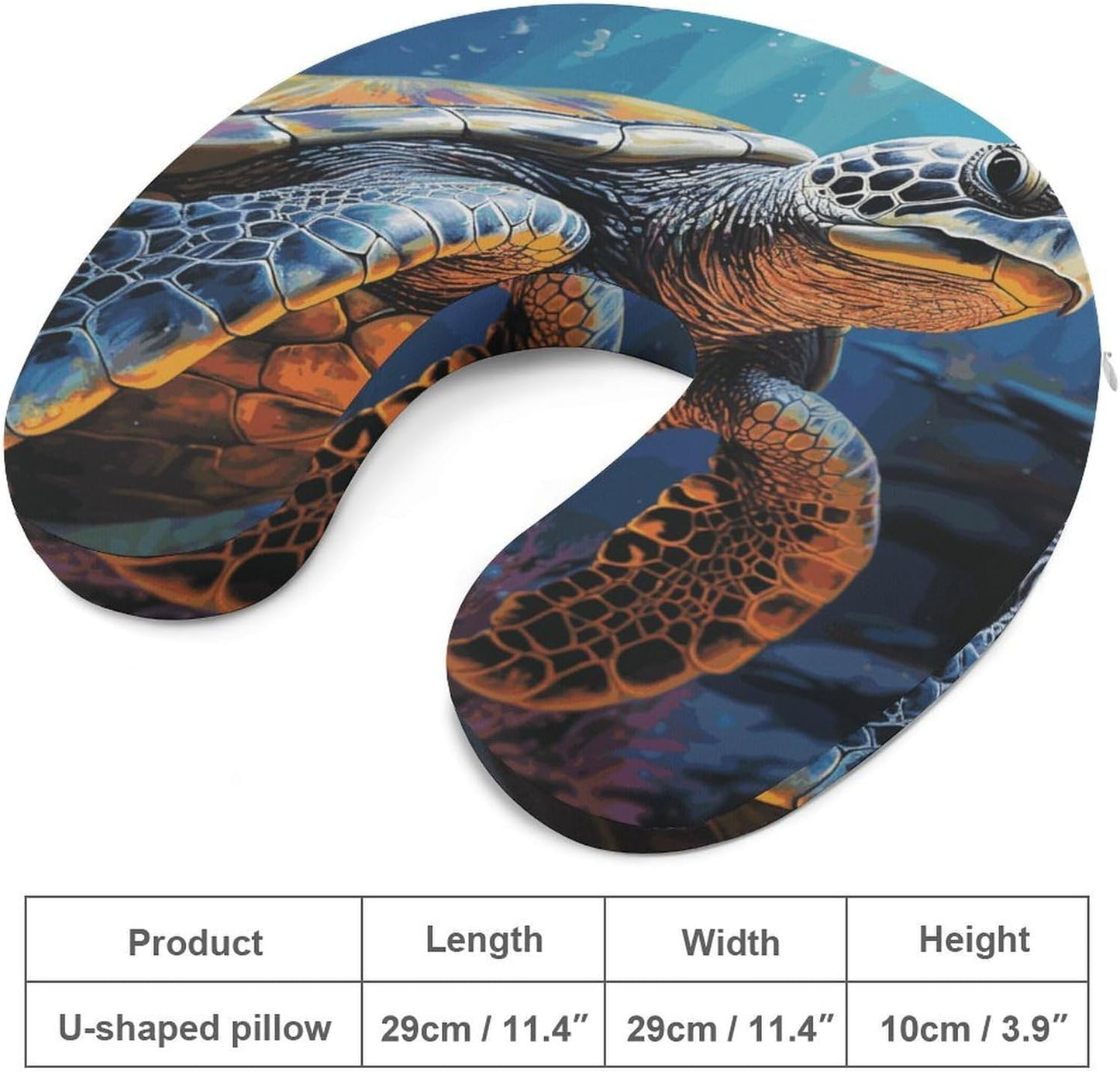 Painted Sea Turtle Neck Pillow Memory Foam U Shaped Pillows Portable Pillows for Shoulder Travel Head Support Pillow with Concealed Zipper for Airplane Car Home Office