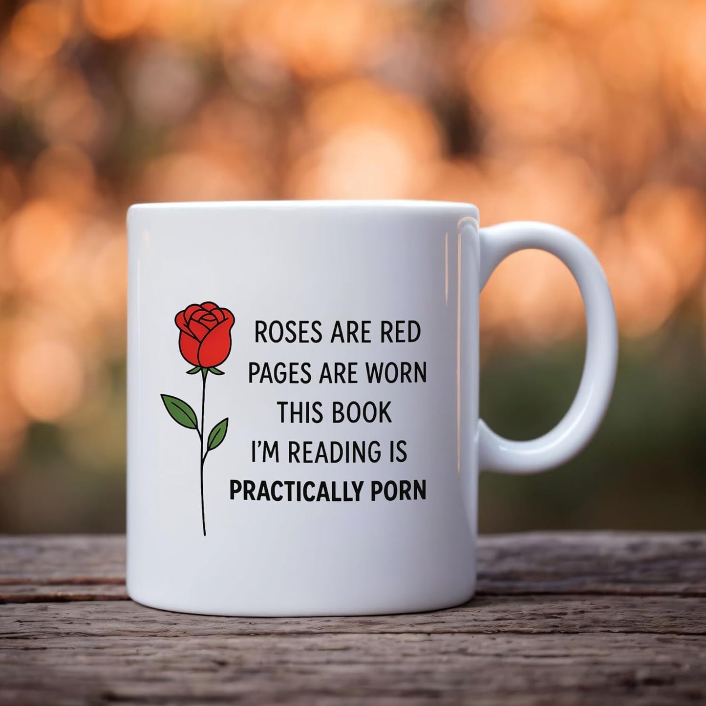 Panvola Roses Are Red Pages Are Worn Book Lover Gifts Reader Librarian Reading Library Science Student Ceramic Mug 11oz White