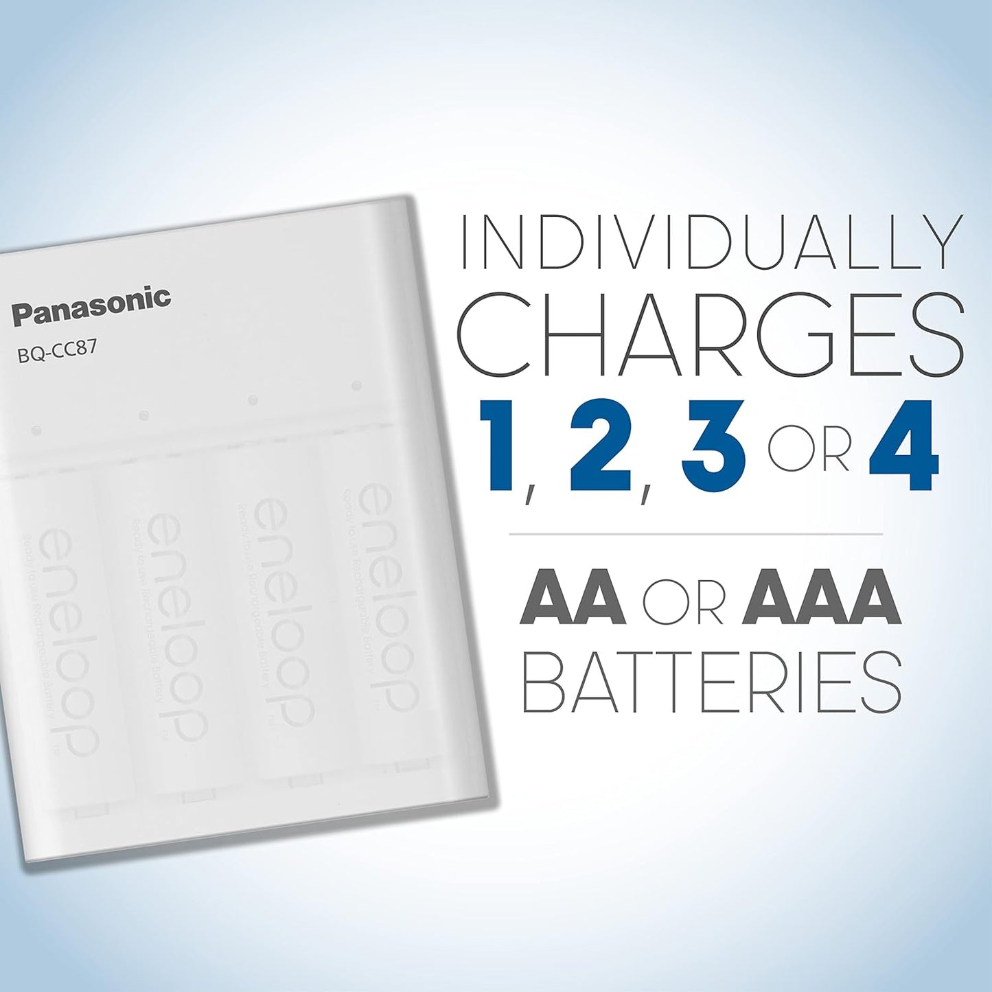Panasonic BQ-CC87ABBA eneloop Advanced Individual Battery Charger with Portable Charging Technology, White