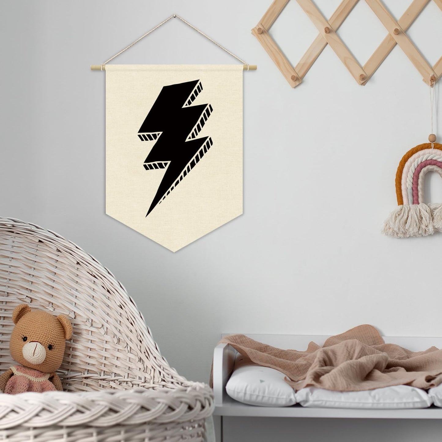 Playroom Canvas Banner, Lightning Sign Boy Nursery, Kids Room Decor, Toddler & Boy Room - Wall Art 15x11in