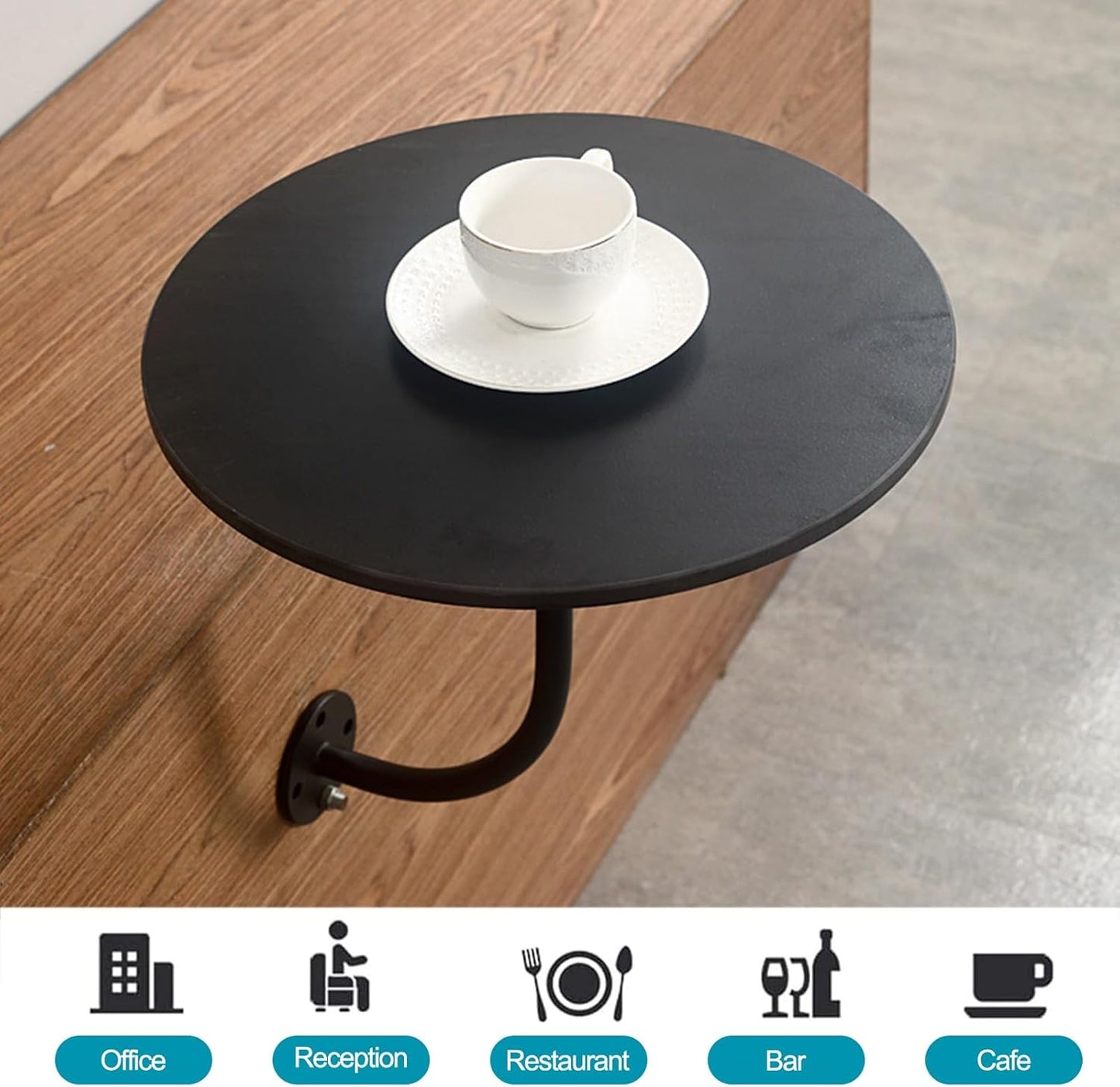 Round Pub Bar Table,Round Pub Table Black Metal Iron Bar Table Wall Mounted Cocktail Table Bistro Table Modern Pub Bistro Table Cocktail Table, Small Side Table for Living Room(Size:40x40x4