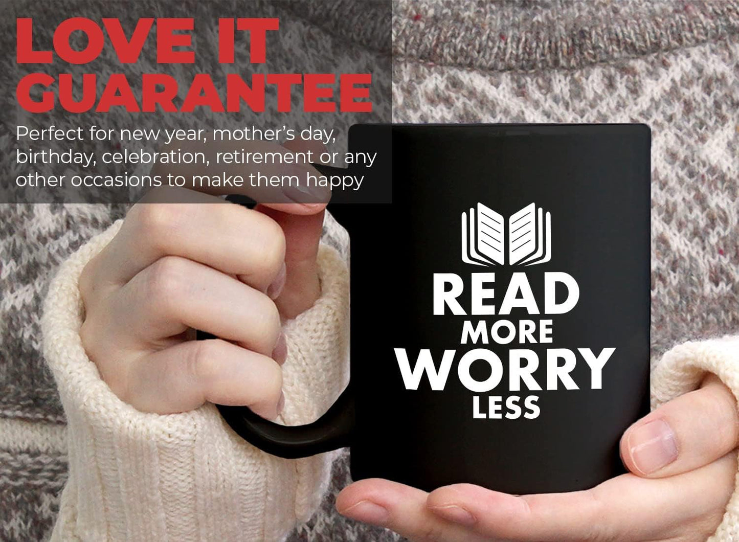 Book Lover Coffee Mug 11oz Black - read more - Literary librarian Literature Bookworm Historian Public Library Curator Bibliophile Bibliolater