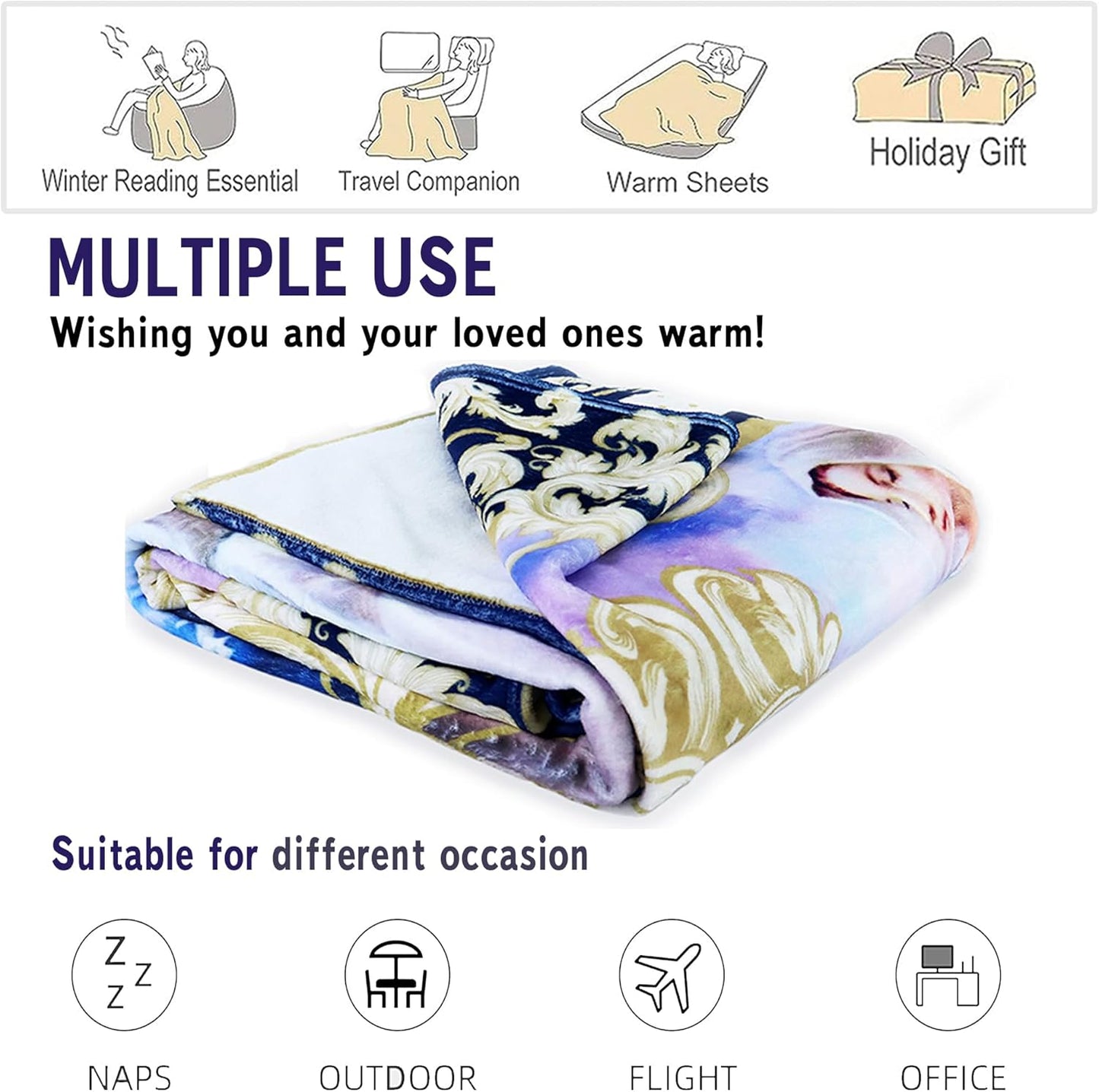 Ultra Soft Virgin Mary Blanket Microfiber Our Lady of Guadalupe Throw Blanket Warm Cozy Flannel Prayer Christian Blankets for Women Religious Catholic Gifts for Women Man 40'' x 50'' (Virgen Maria 01)