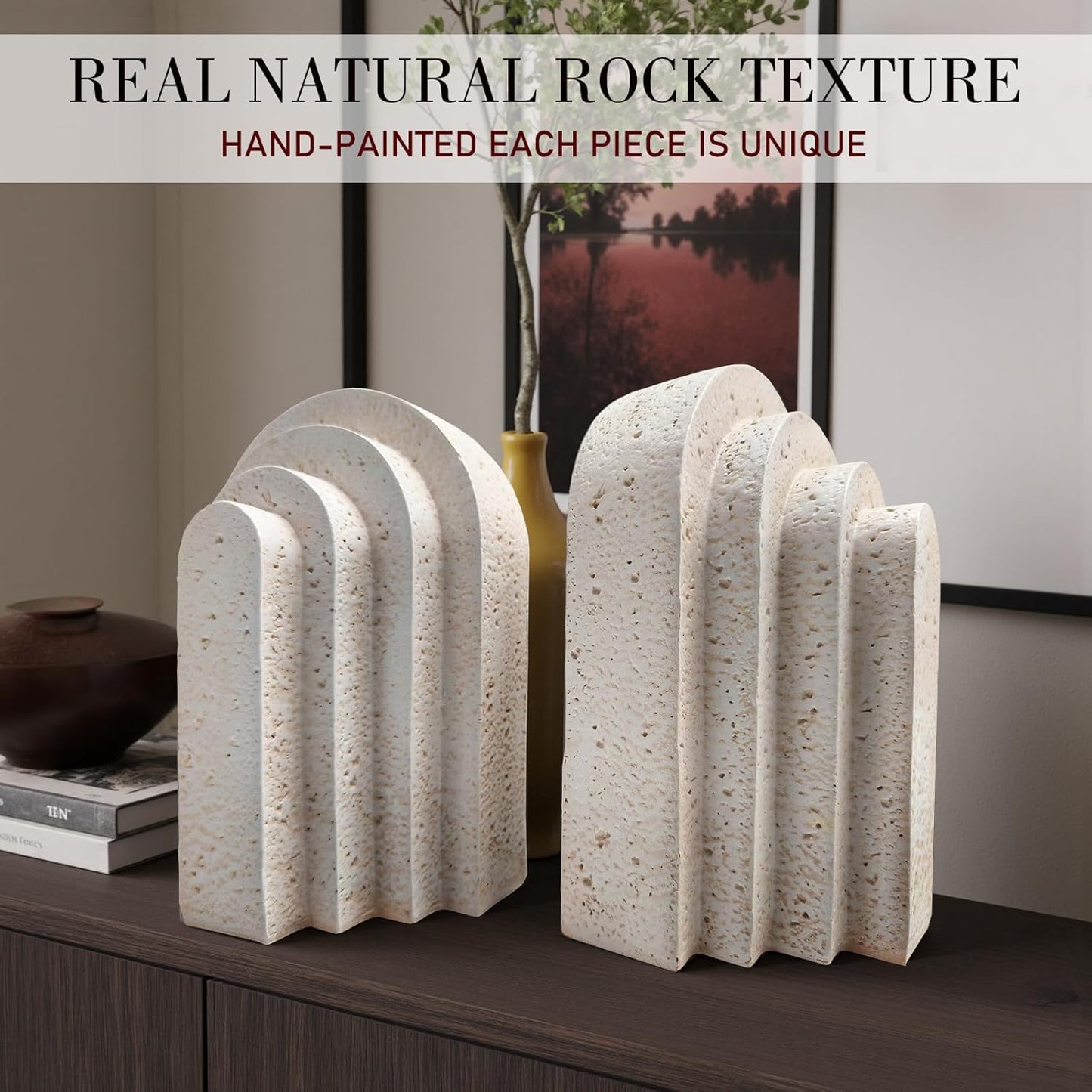 Modern Decorative Bookends for Shelves – Heavy Duty Book Ends, Stylish Bookshelf Decor, Minimalist Home Office Organizer, Functional Book Holders (Set of 2)