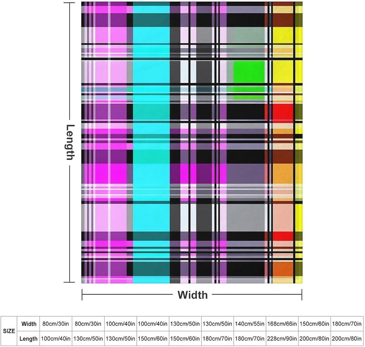 Colorful Plaid Throw Blanket for Couch Bed Plush Cozy Fuzzy Flannel Blanket for All Season 50"x60"