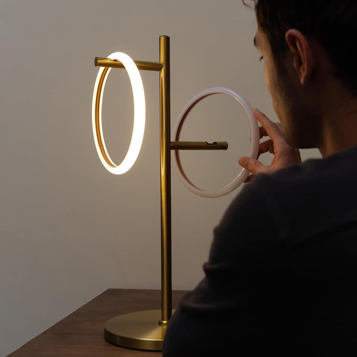 Brightech Saturn Table Lamp, Great Living Room Decor, Desk Tree Lamp for Offices, Contemporary Lamp for Living Rooms, Nightstand Lamp with 2 LED Lights for Bedroom Reading - Brass