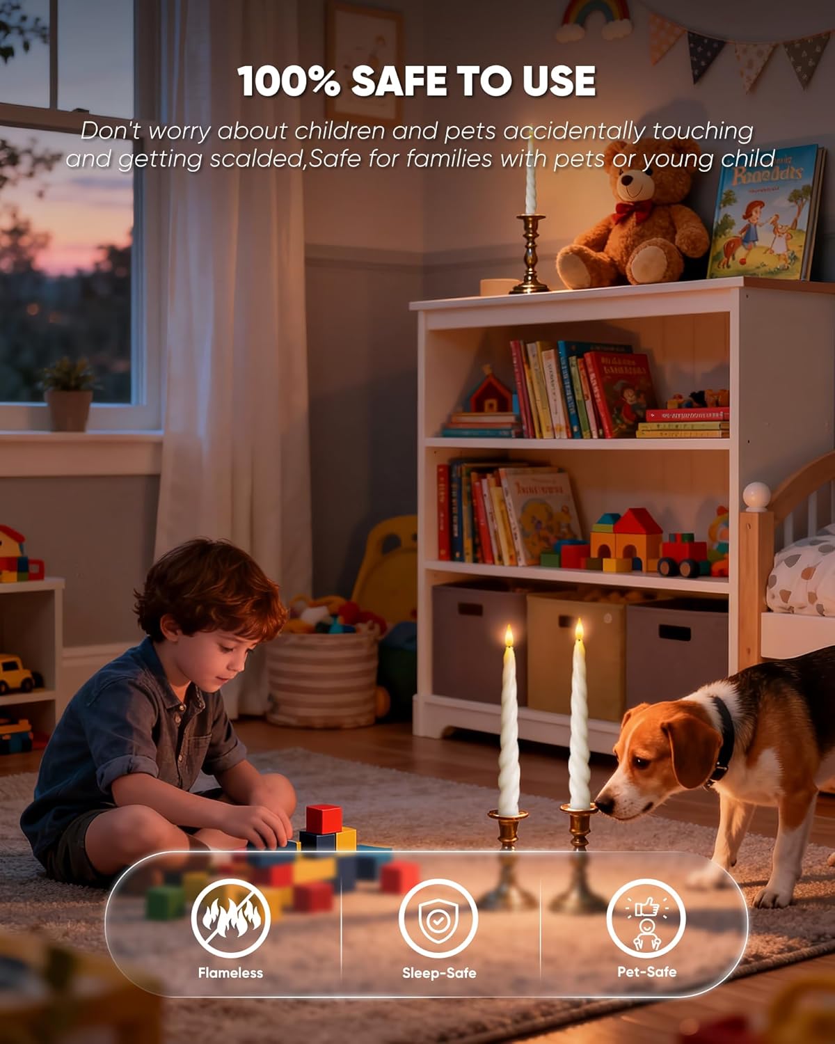 Flickering Flameless Taper Candles with Timer, Real Wax White Twisted Taper Candles Battery Operated, 9.6 Inch Led Candlesticks with Remote Control for Christmas, Wedding, Home Decor