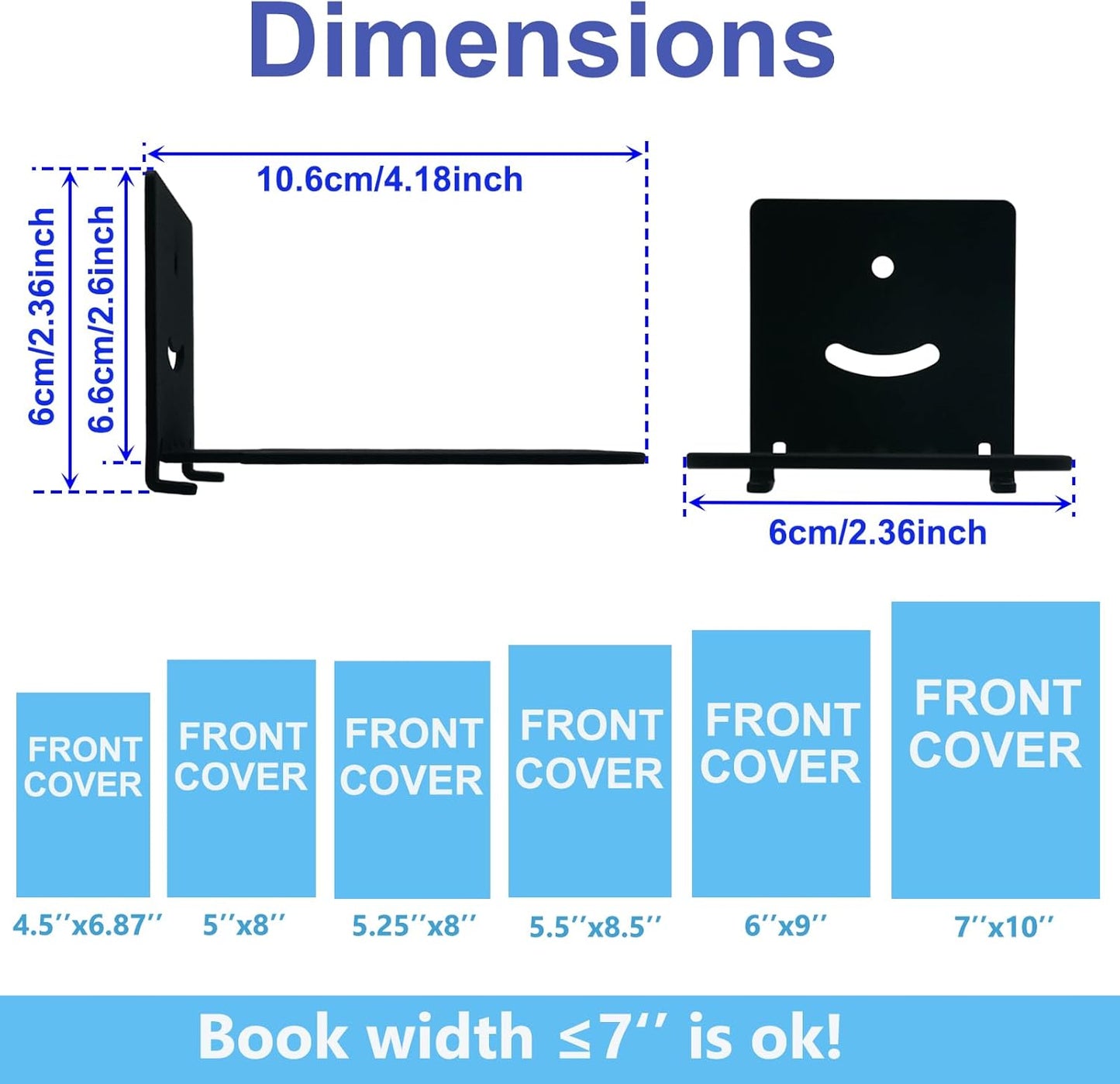 Invisible Floating Bookshelves Wall Mounted, Heavy-Duty Book Organizers, Iron Wall Mount Storage Shelves for Bedroom, Living Room, Classroom, Office, Library (Black,2 Pack)
