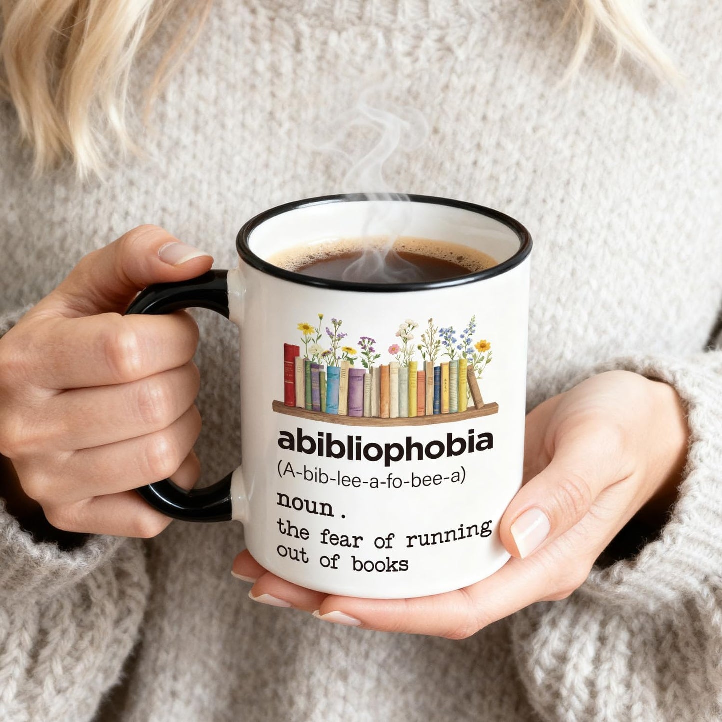 Abibliophobia Definition Coffee Mug Book Lover Gifts for Women Men Friends Librarian Bookworm, Reading Themed Coffee Mugs 11oz, Book Clubs Gifts for Christmas Birthday