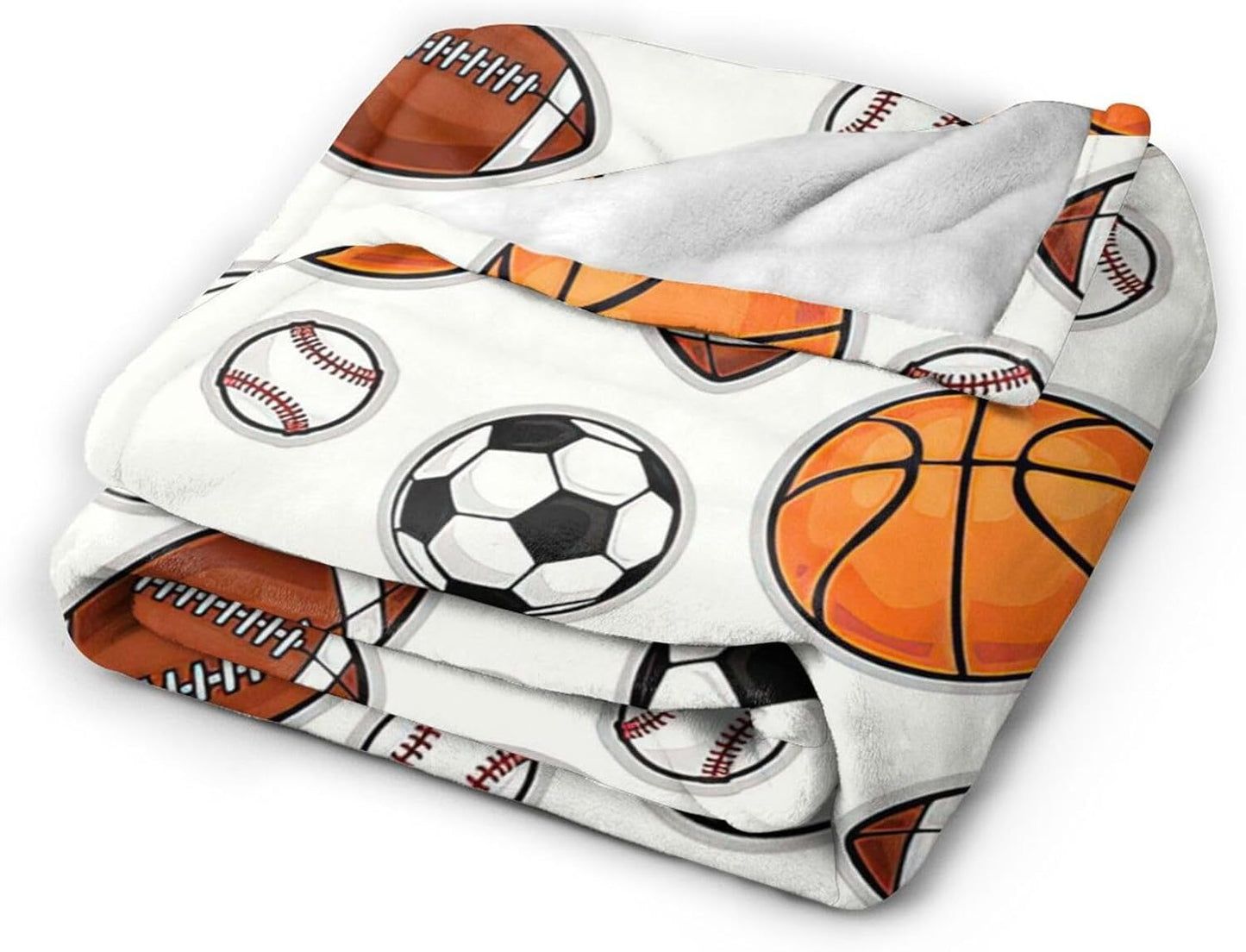 Sports Decor Ball Blanket Basketball Baseball Football Soccer Throw Blanket Warm Cozy Fleece Sports Gifts Blanket for Boys Girls Kids Teens Fans 50"X60"