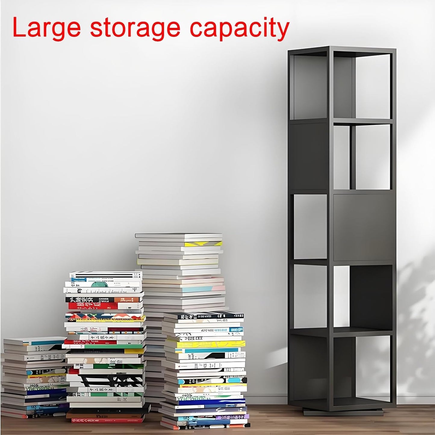 Rotating bookshelf,book shelf,rotating bookshelf,bookshelves,spinning bookshelf,metal bookshelf,rotating book shelf,Suitable for living room, bedroom, study, office, living room corner(White,30x30x63c