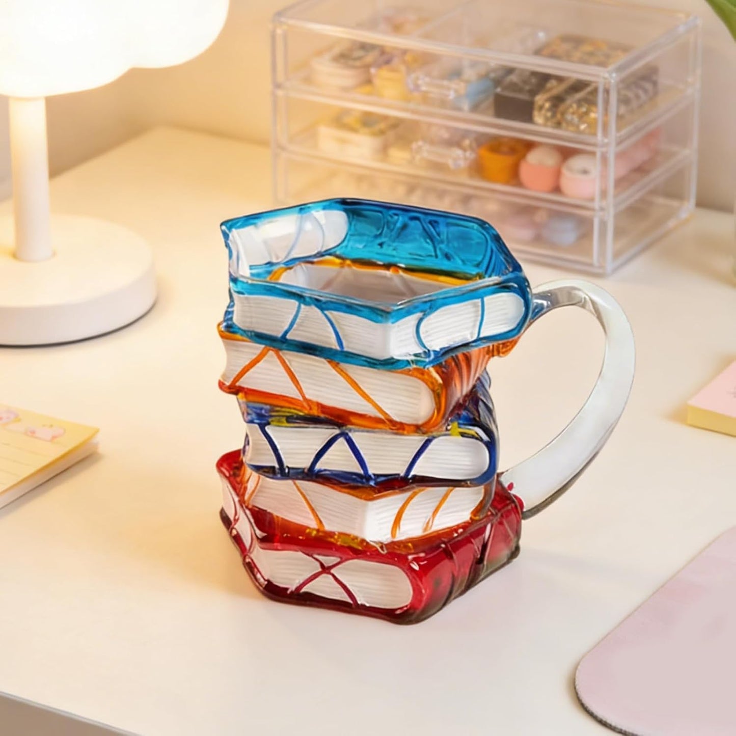 Mug for Coffee | Ergonomic Grip Colorful Cup,Glass Cup for Book Lovers - for Tea Milk Water Juice Readers Librarians Reading Enthusiasts Home Dorm Apartment