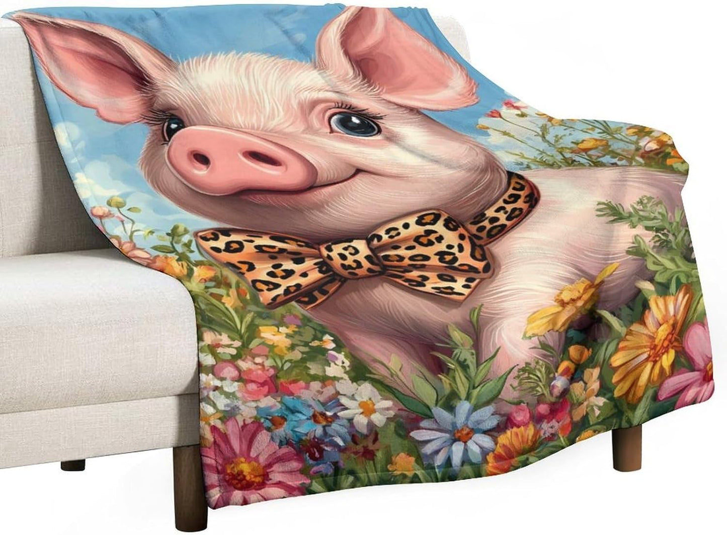 Cute Pigs Throw Blanket for Couch Bed Plush Cozy Fuzzy Flannel Blanket for All Season 50"x70"