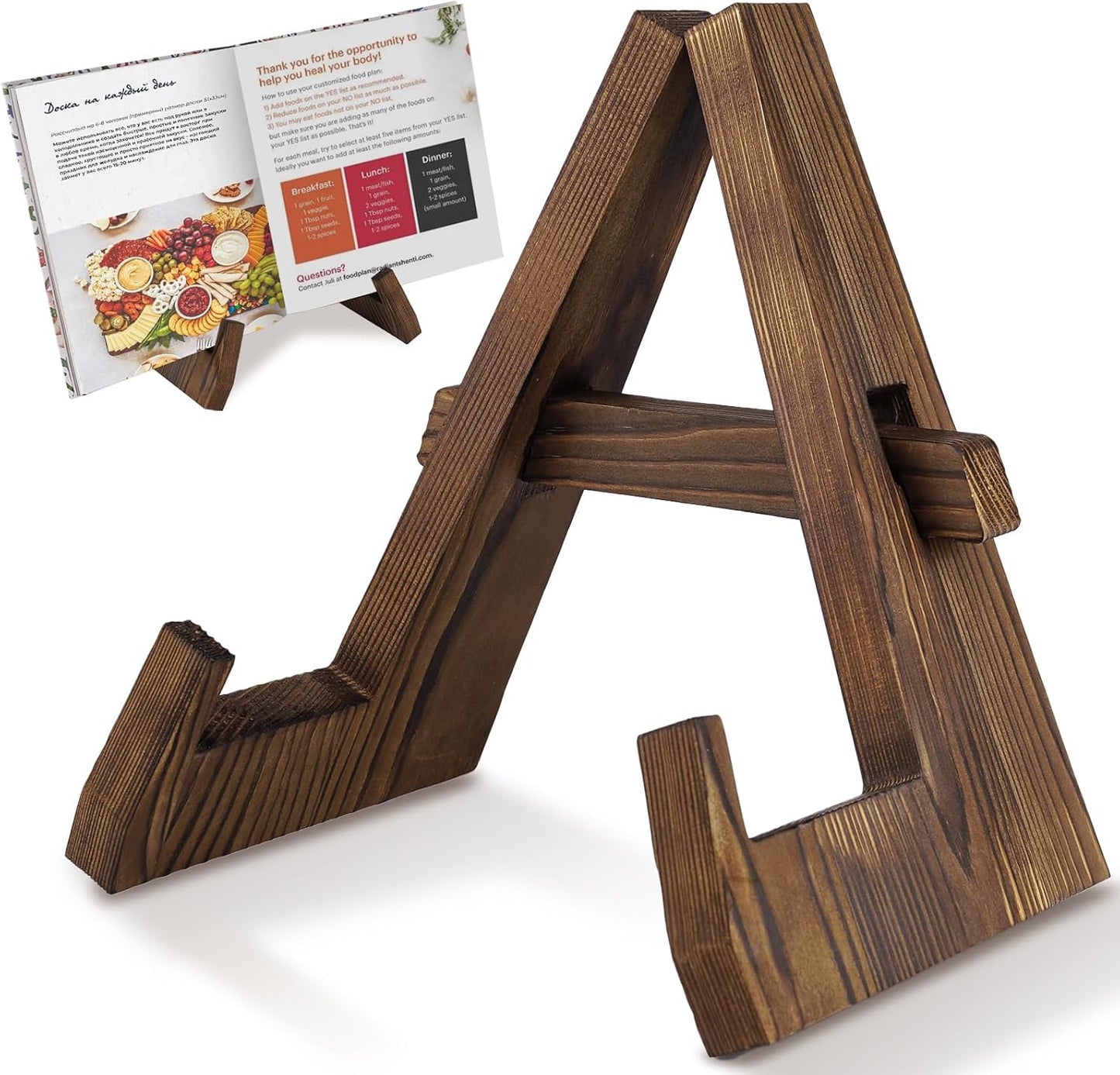 Wooden Cookbook Stand for Kitchen Counter, Rustic Adjustable Recipe Book Holder & iPad Display Stand, Plate or CD Holder, Cooking Gift Thanksgiving Day Christmas Gift for Mom, Grandma, Women