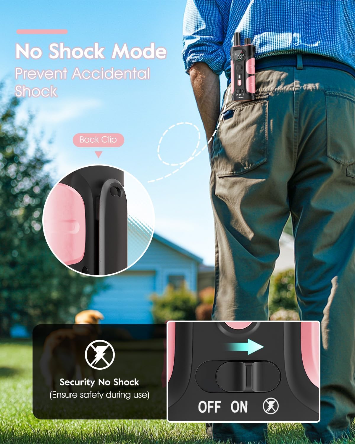 SLOPEHILL Dog Shock Collar,4200FT Dog Training Collar with Remote,IPX8 Waterproof E-Collar with Beep,Vibration,Shock,Flash Light,No Shock Mode,Electric Shock Collar for Small Medium Large Dog,Pink