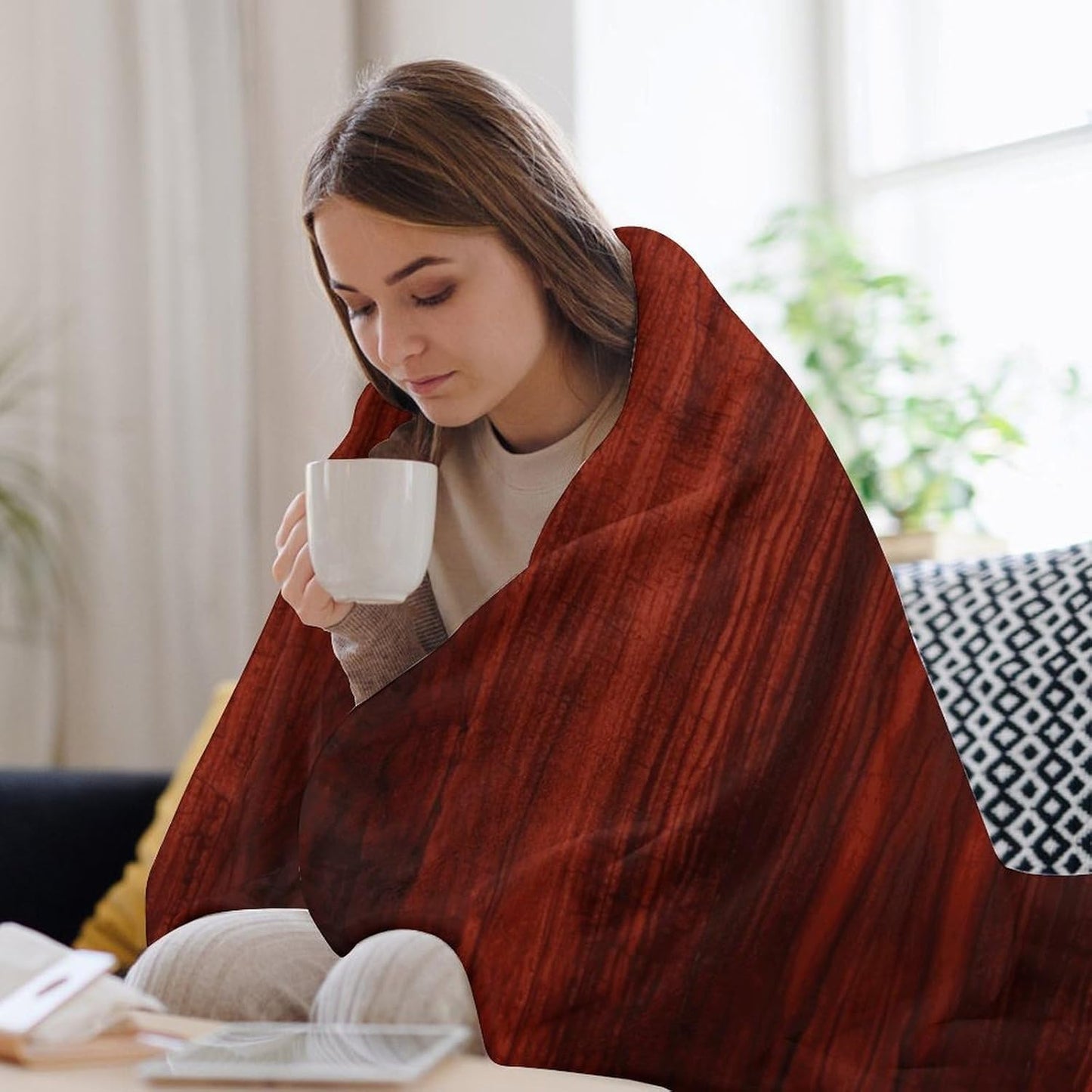 Red Wood Blanket Super Soft Lightweight Throw Blanket Cute Cozy Warm Bed Blanket Decorative Fuzzy Blanket All-Season Home Decor Gift for Sofa Couch Living Room 40"*50" （100 * 130cm）
