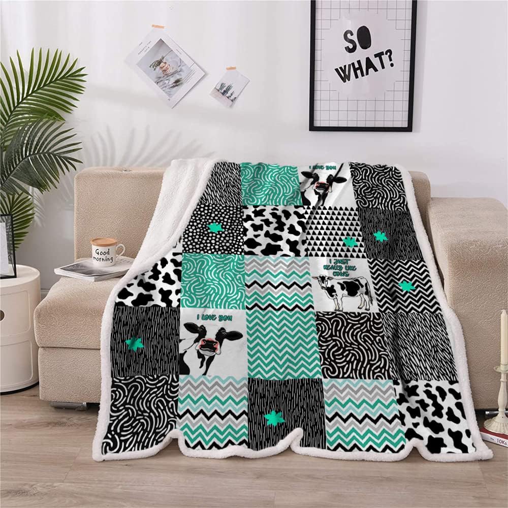 Cow Decor Bedding Throw - Soft Print Queen Size Blanket for Girls & Women - Valentine's Day Gift - 60"x80" (cow3)