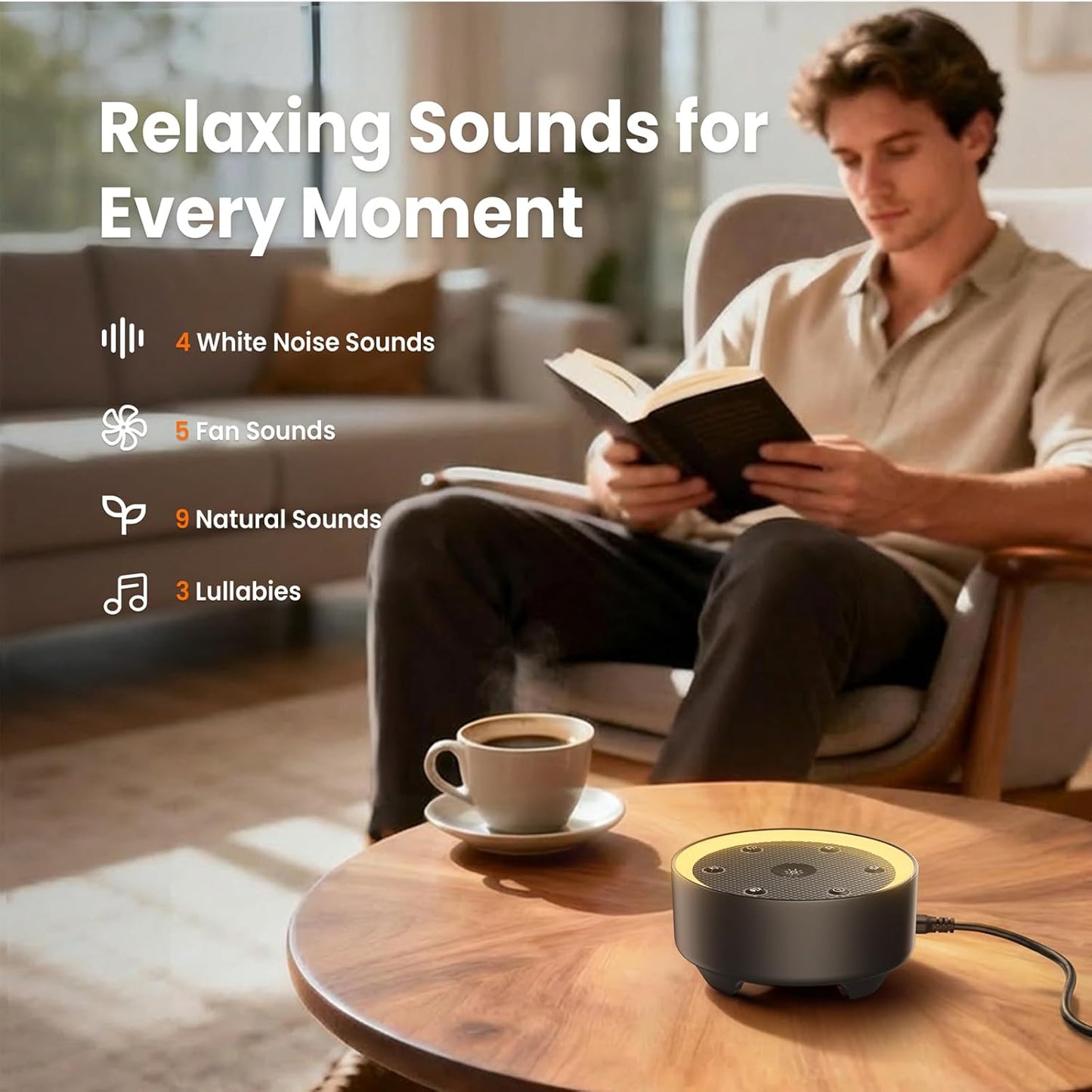 Kipcush Sleep Sound Machine - 21 High-Fidelity Non-Looping Sounds, Portable White Noise Machine for Baby, Kids & Adults, Dimmable Night Light, 6 Auto-Off Timers, USB Powered for Travel, Home & Office