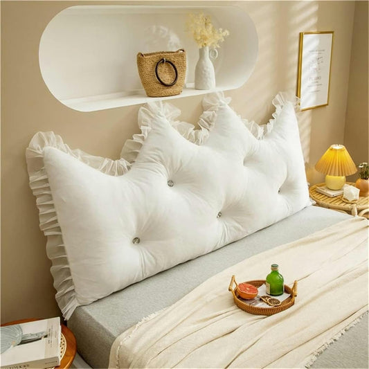 AMNOOL Reading Pillows Large Backrest Bed Back Cushion Wedge Lumbar Support Rest Pillow, Solid Color Headboard Pillow Bed Backrest Bolster for Dorm Room Daybed Full Size, White