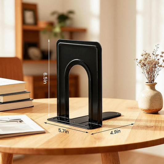 Happyhapi 14 Pair Book Ends for Shelves, 28 Pcs Metal Bookends Book Holder for Shelf, Heavy Book Stopper for Desk, Simple Library Office Home Bookend, 4.9 x 5.7 x 6.5 in, Black