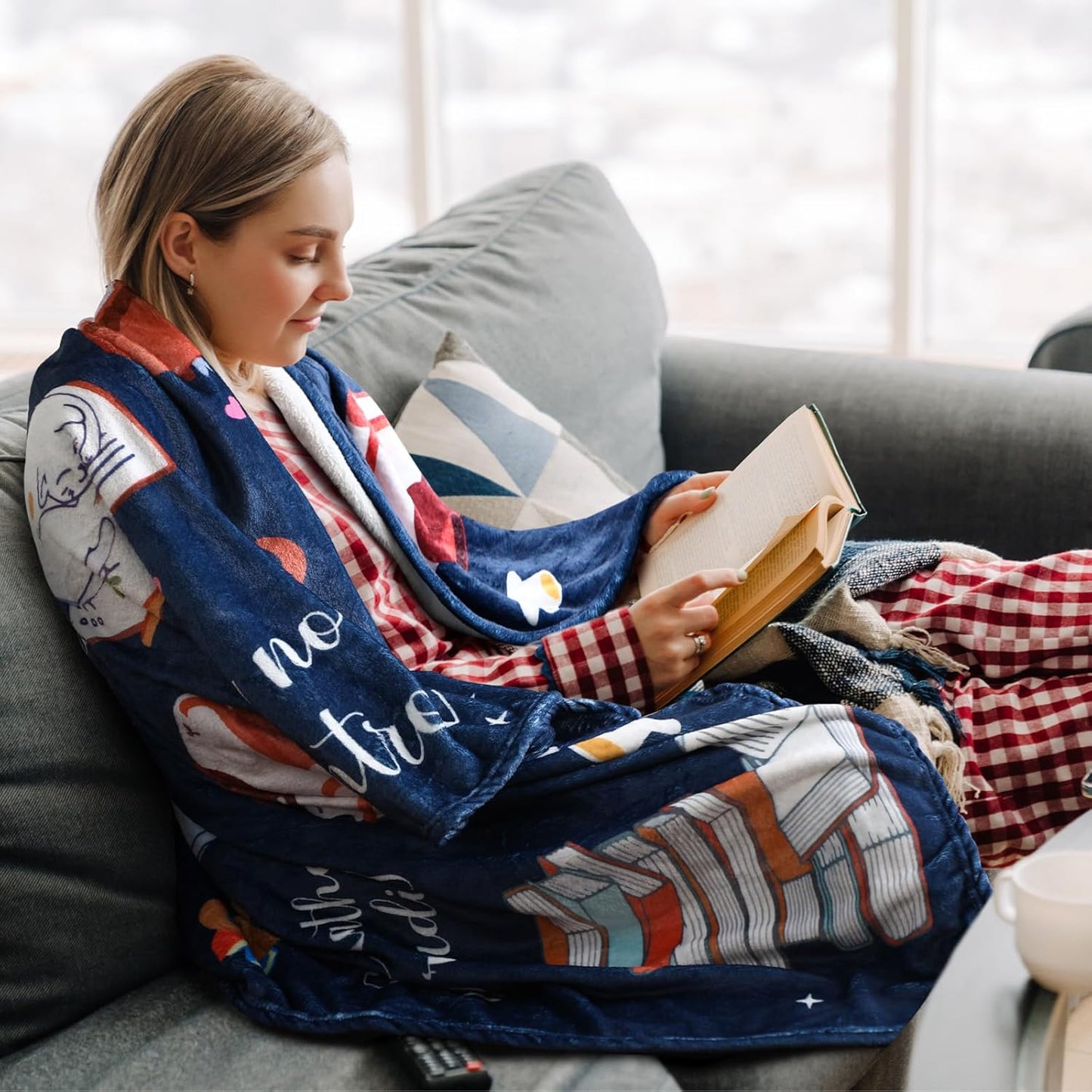 Breling Book Lovers Gifts 50 x 60 Inch Blanket Librarian Reading Throw Blanket Book Lover Club Gifts for Reading Bookish Librarian Birthday Gift