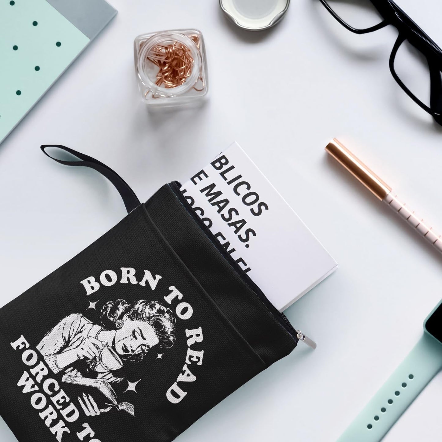 Born to Read Forced to Work Book Sleeve for Book Lovers Librarian, Modern Girl Themed Decor for Teacher Colleague Gifts, Bookish Group Club Book Cover Gifts 9x12 Inch