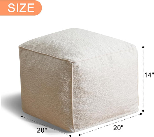 Pouf Ottoman Stuffed Modern Foam Filled Foot Rest Poufs for Living Room Chair Decorative 20 X 15 Inches Boho Relax Stool Floor Poufs Foot Rest for Living Room,Beige