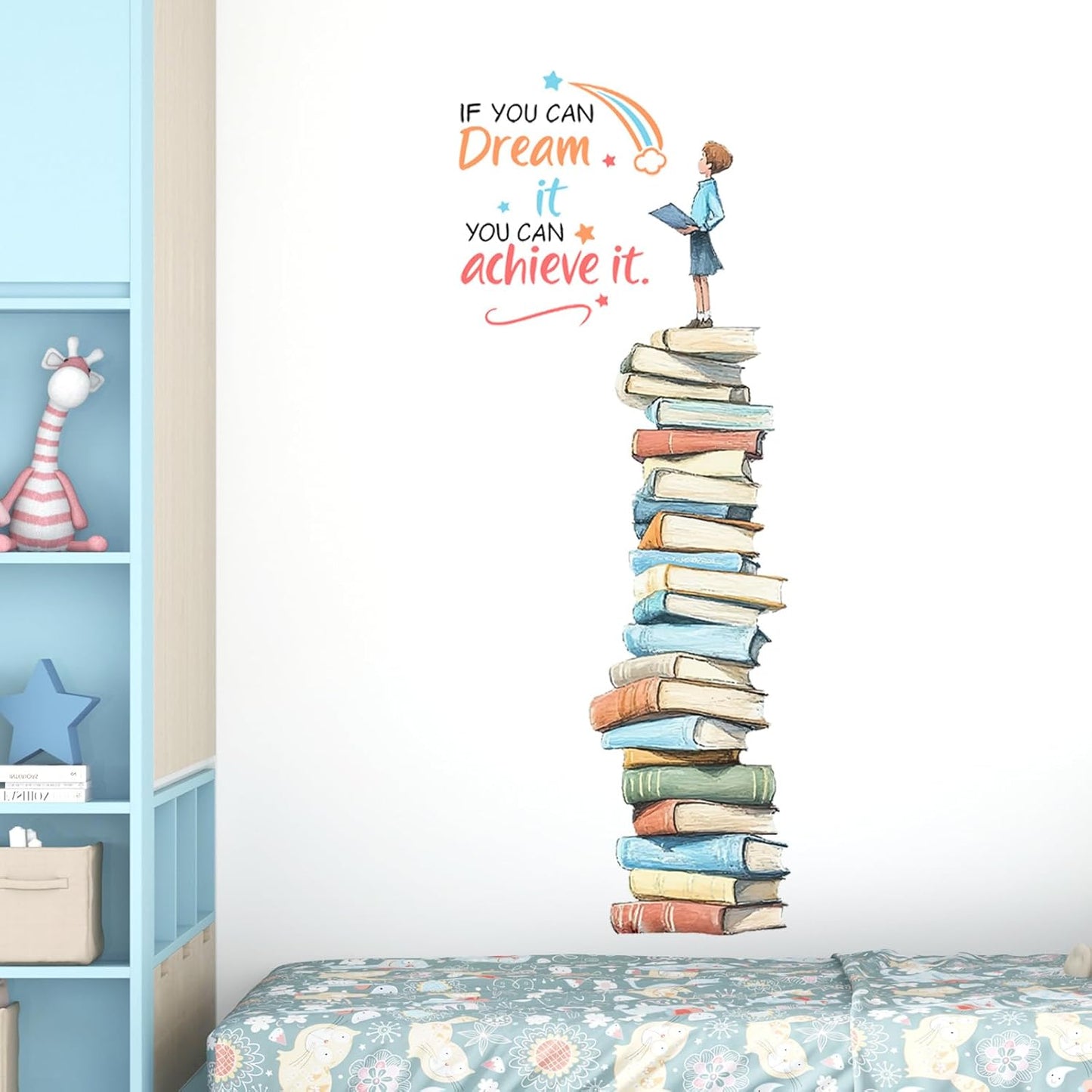 Books Educational Quote Wall Stickers,Removable Wall Decals Peel and Stick for Kids Bedroom,School Reading Corner Toddler Classroom Decor