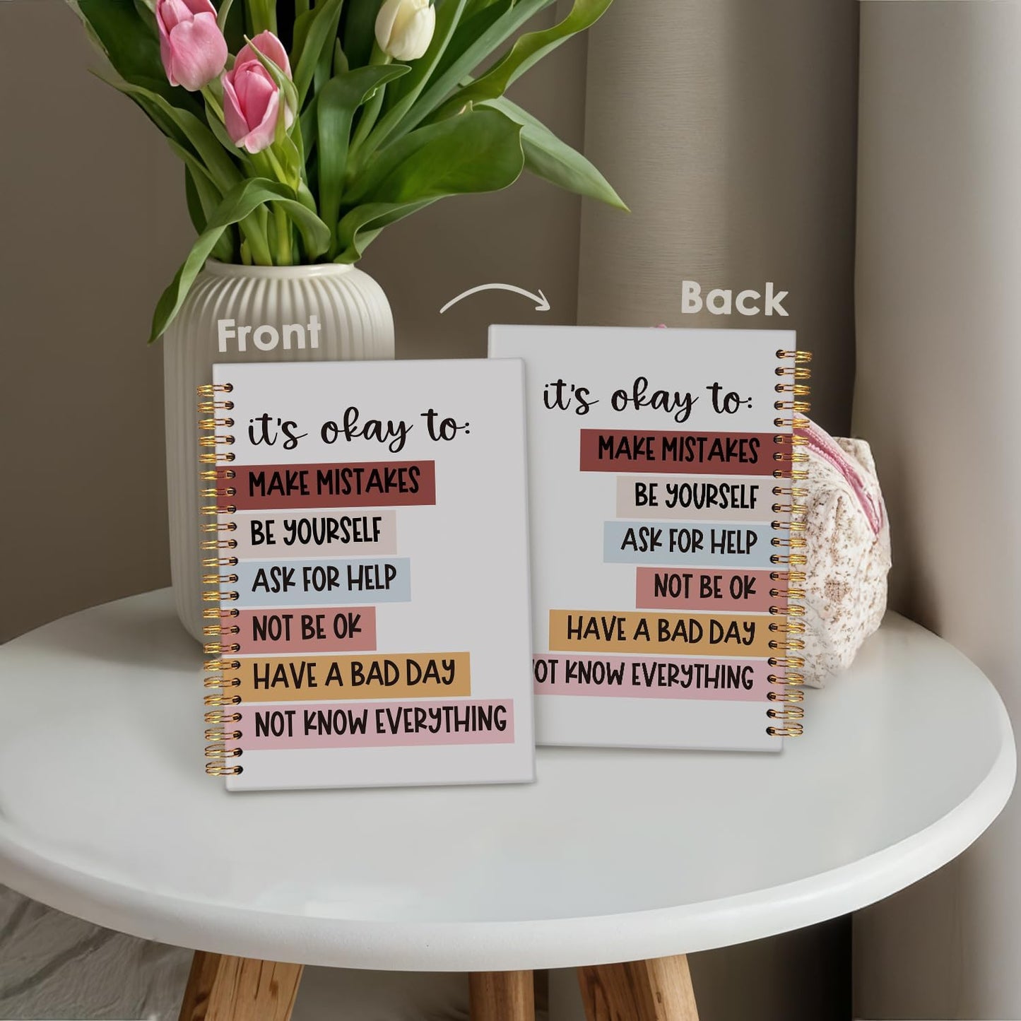 Wheatwin Mental Health Journal, Positive Affirmations Notebook, Inspirational Motivational Journal Therapy Psychology Hardcover Spiral Notebook Gifts for Student Kids Teen, 5.5x8.3