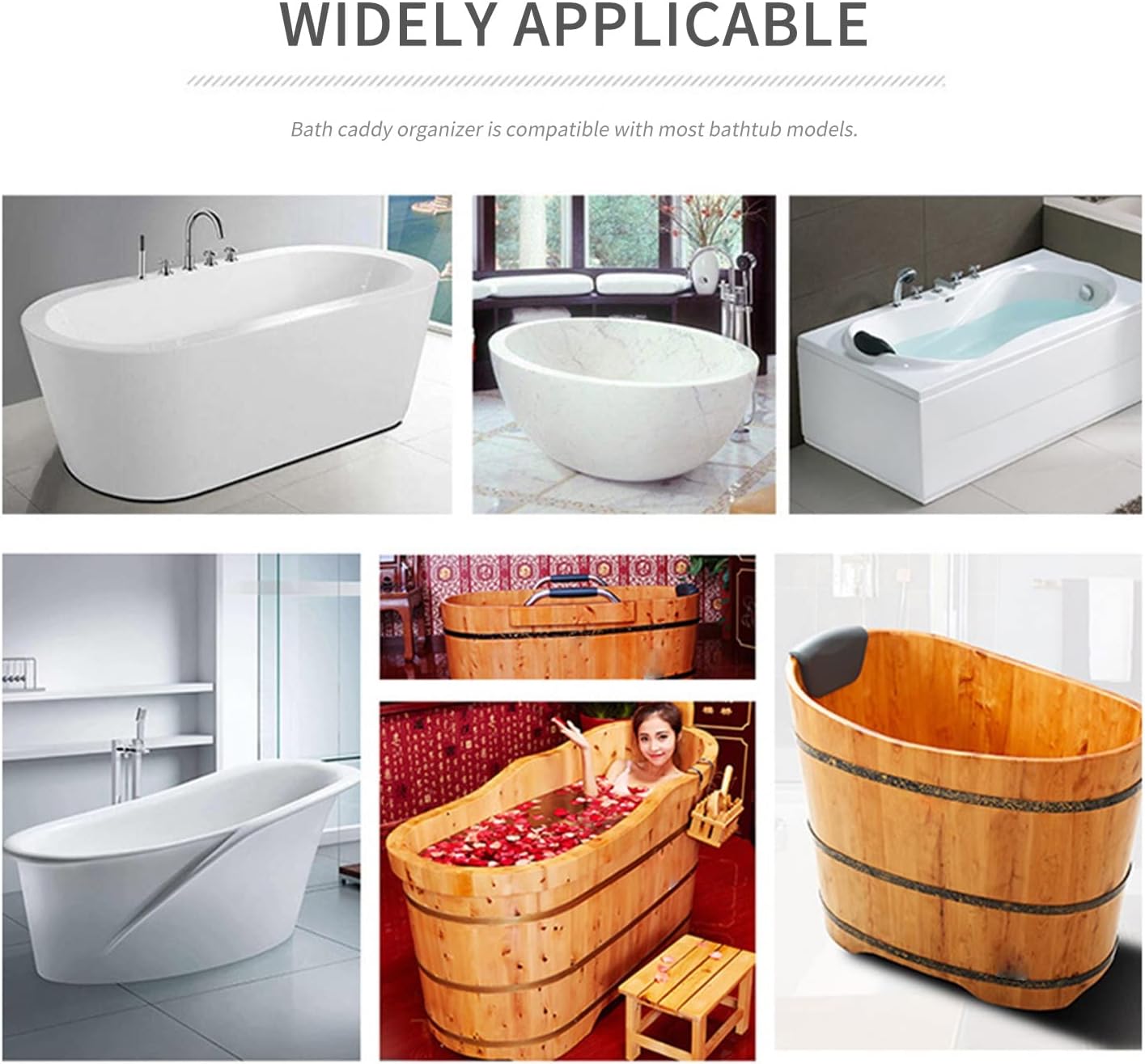 Extendable Bath Tray Bathtub Spa Tub Caddy Organizer Book Wine Tablet Holder Reading Rack Bathroom Accessories