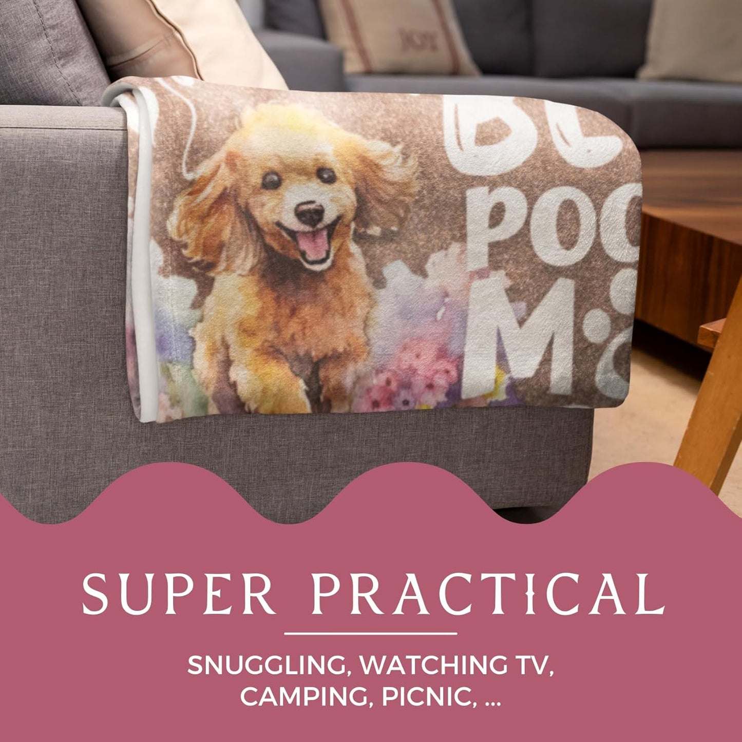 Poodle Gifts for Women, Best Unique Poodle Flannel Throw Blanket for Poodle Mom, 50 x 65 inch, Skin Friendly, Novelty Poodle Mom Gift