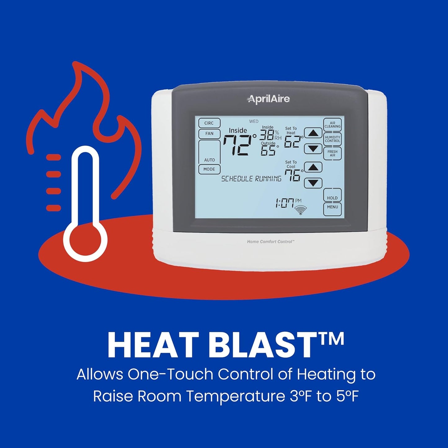 AprilAire 8910W Wi-Fi Programmable Touchscreen Thermostat with IAQ Control; Amazon Alexa and Google Assistant Compatible