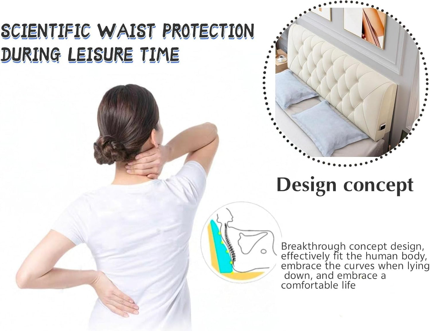 Large Day Bed Pillow Wall Pillow Bedside Cushion Bed Rest Reading Pillows Bolster Lumbar Support Backrest with Removable Headboard Cover(Size:90cm/35.4in,Color:Purple1)