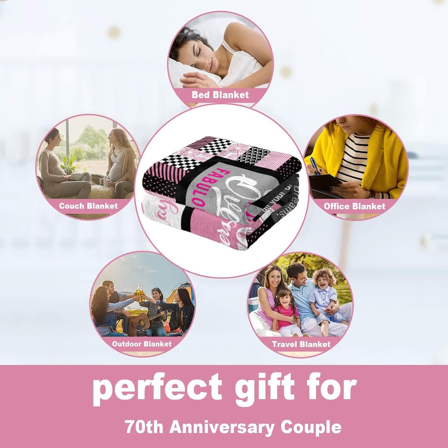 70th Birthday Gifts for Women - 50"x60" Soft & Cozy Throw Blanket - Perfect for 70-Year-Old Birthday Celebration, Party Decor, or Unique Gift Idea, Ideal for 70th Party Favors or 70s Decor