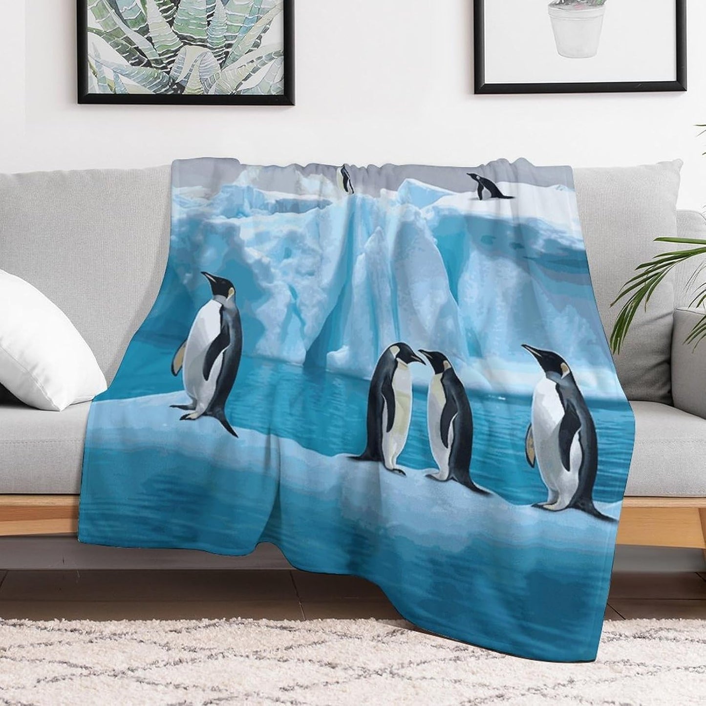Penguins On The Iceberg Blanket Super Soft Lightweight Throw Blanket Cute Cozy Warm Bed Blanket Decorative Fuzzy Blanket All-Season Home Decor Gift for Sofa Couch Living Room 40"*50" （100 * 130cm）