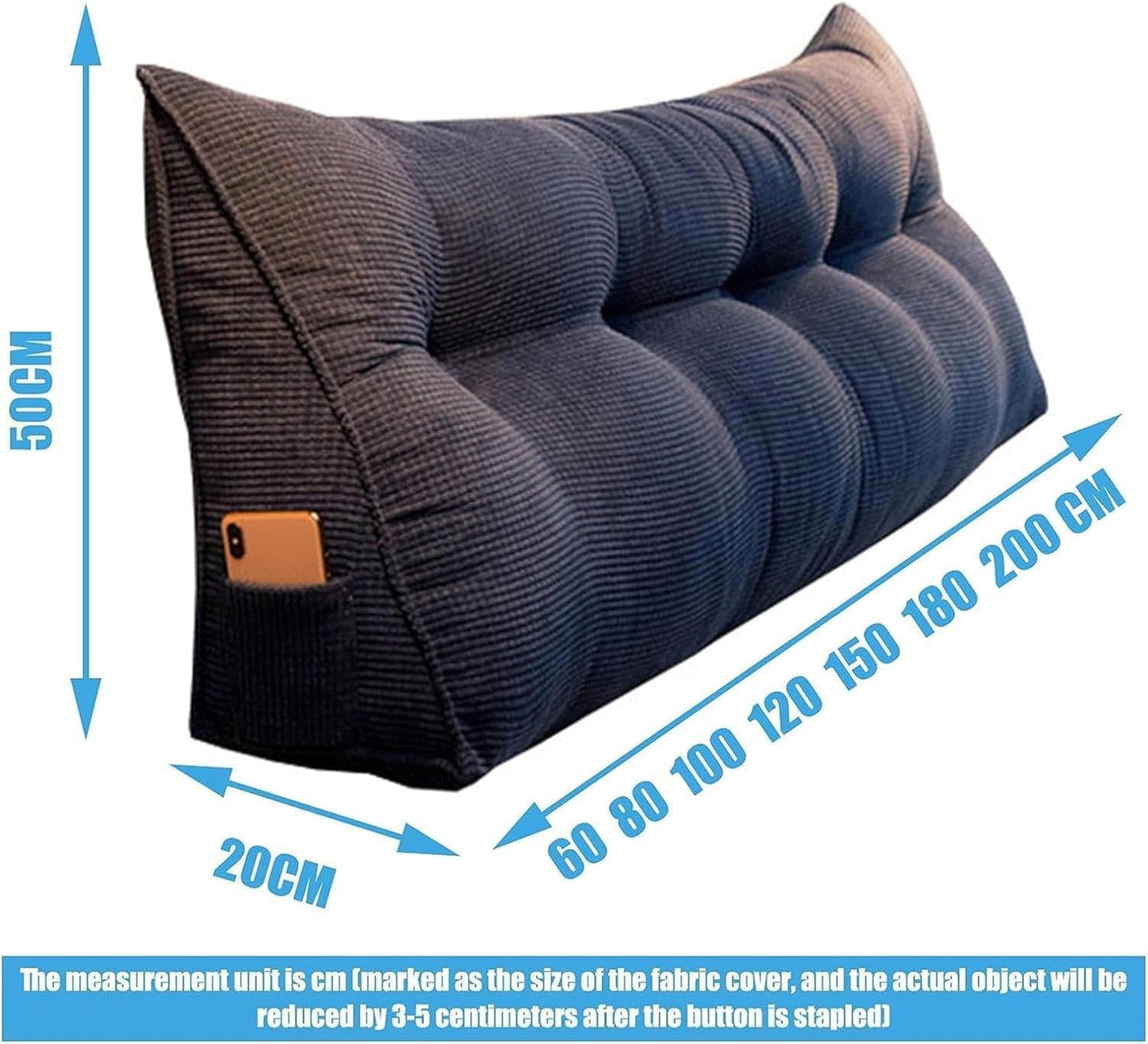Triangular Headboard Pillow Queen Reading Wedge Pillow Solid Color Bed Cushion Queen Cushion Headboard Backrest Wedge Pillow Neck and Lumbar Support Dorm Sofa Bed Full Size