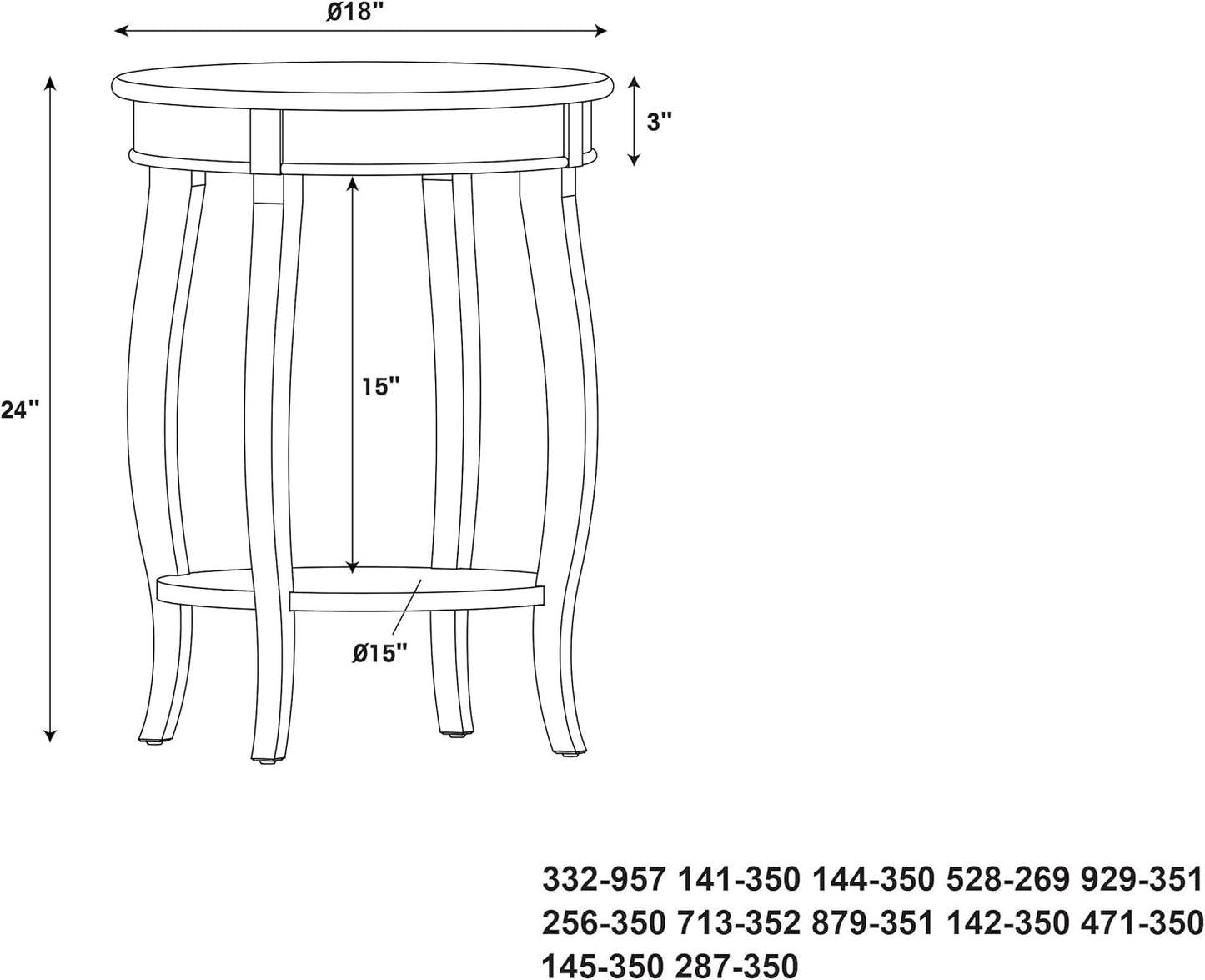 Powell Furniture Round Table with Shelf, Black