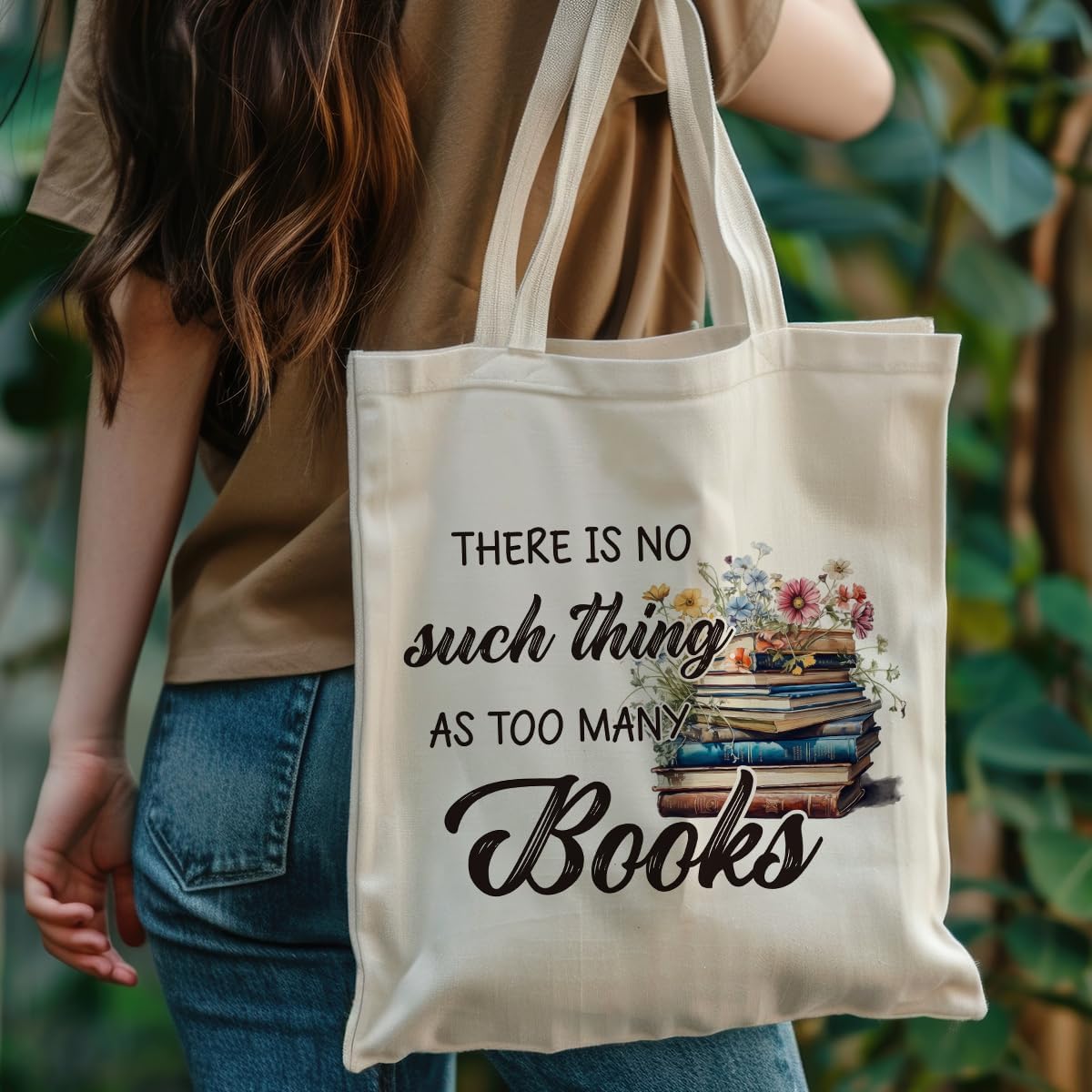 2PCS Canvas Tote Bags for Women Book Lover Bookish Christmas Halloween Birthday Gift for Women Book Club Librarian Readers