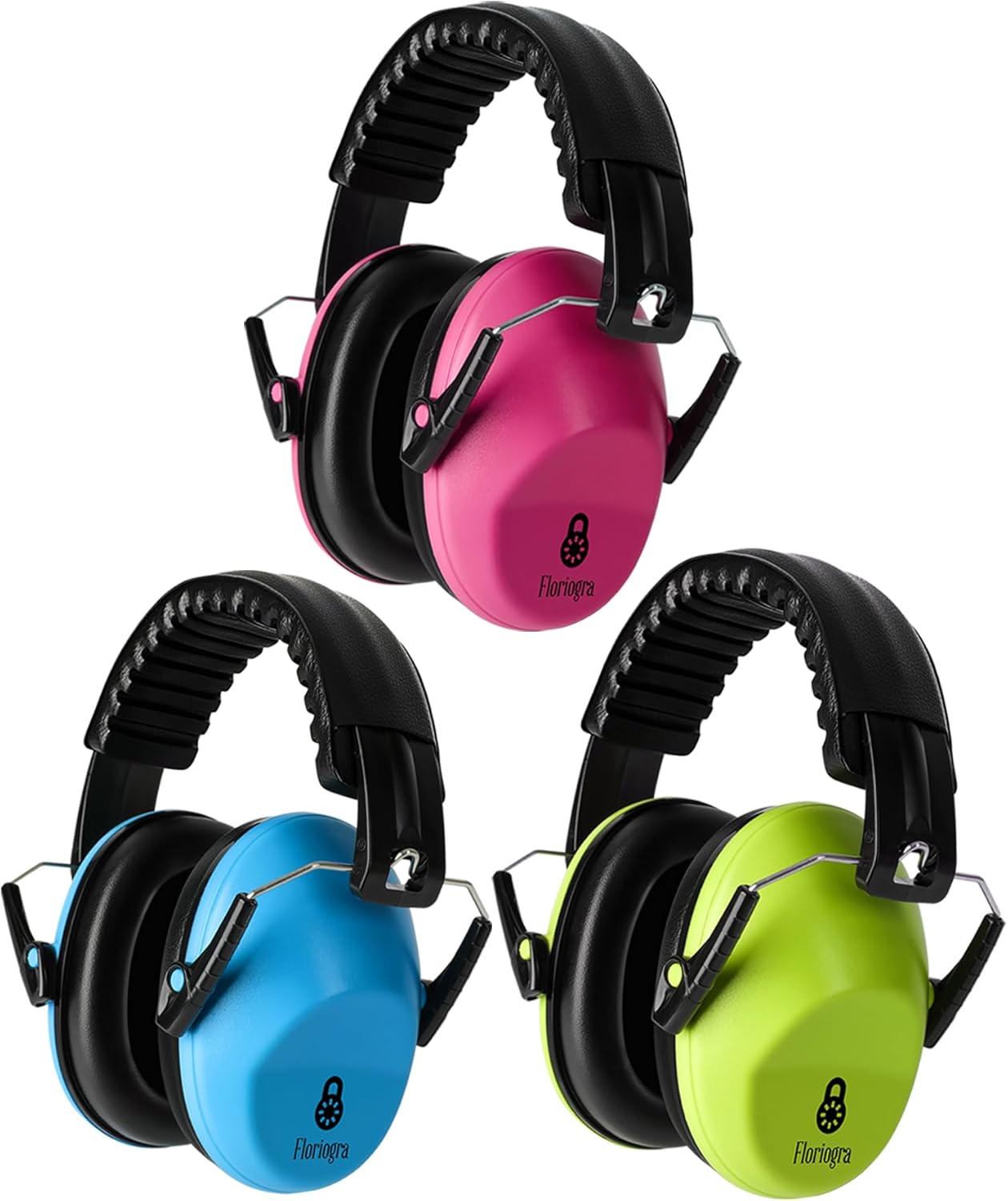 Floriogra 3 Pack Noise Canceling Headphones for Kids, Kids Ear Protection Earmuffs for Autism, Toddler, Children, Noise Cancelling Sound Proof Earmuffs/Headphones for Concerts, Air Shows, Fireworks