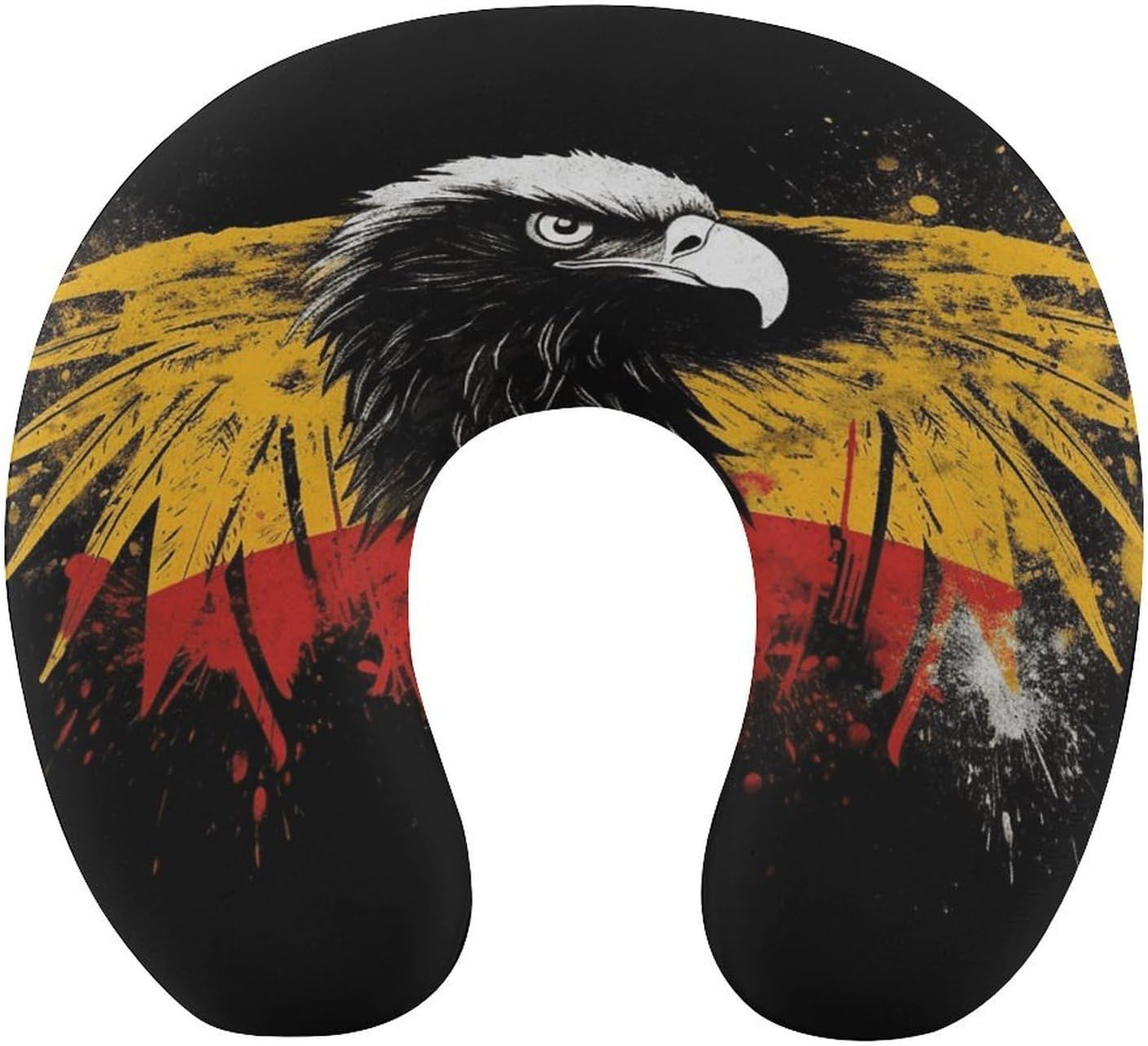 Germany Flag Eagle Neck Pillow Memory Foam U Shaped Pillows Portable Pillows for Shoulder Travel Head Support Pillow with Concealed Zipper for Airplane Car Home Office