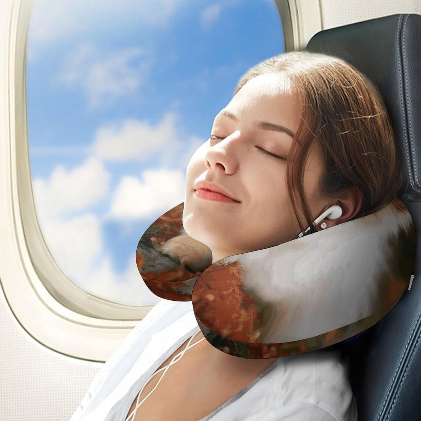 Short-haired Pomeranian Dog Neck Pillow Memory Foam U Shaped Pillows Portable Pillows for Shoulder Travel Head Support Pillow with Concealed Zipper for Airplane Car Home Office