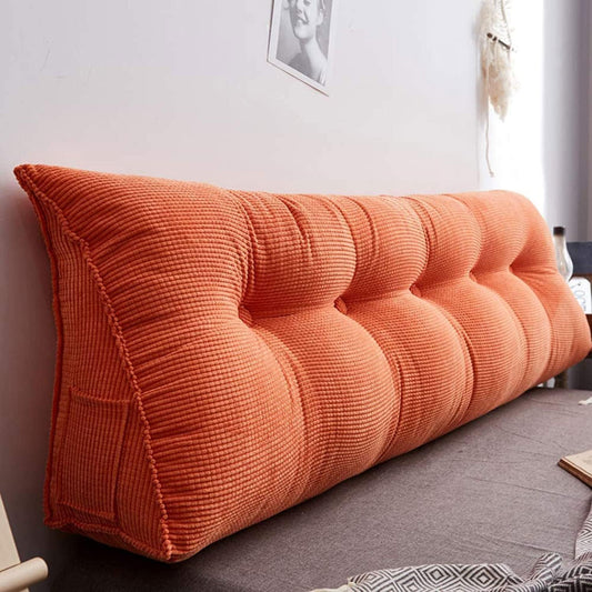 Reading Large Headboard Backrest Triangular Pillow Positioning Support Wedge Pillow for Bed Bolster Sofa Tatami Removable(Size:80x25x50cm(31x10x20inch),Color:Orange)