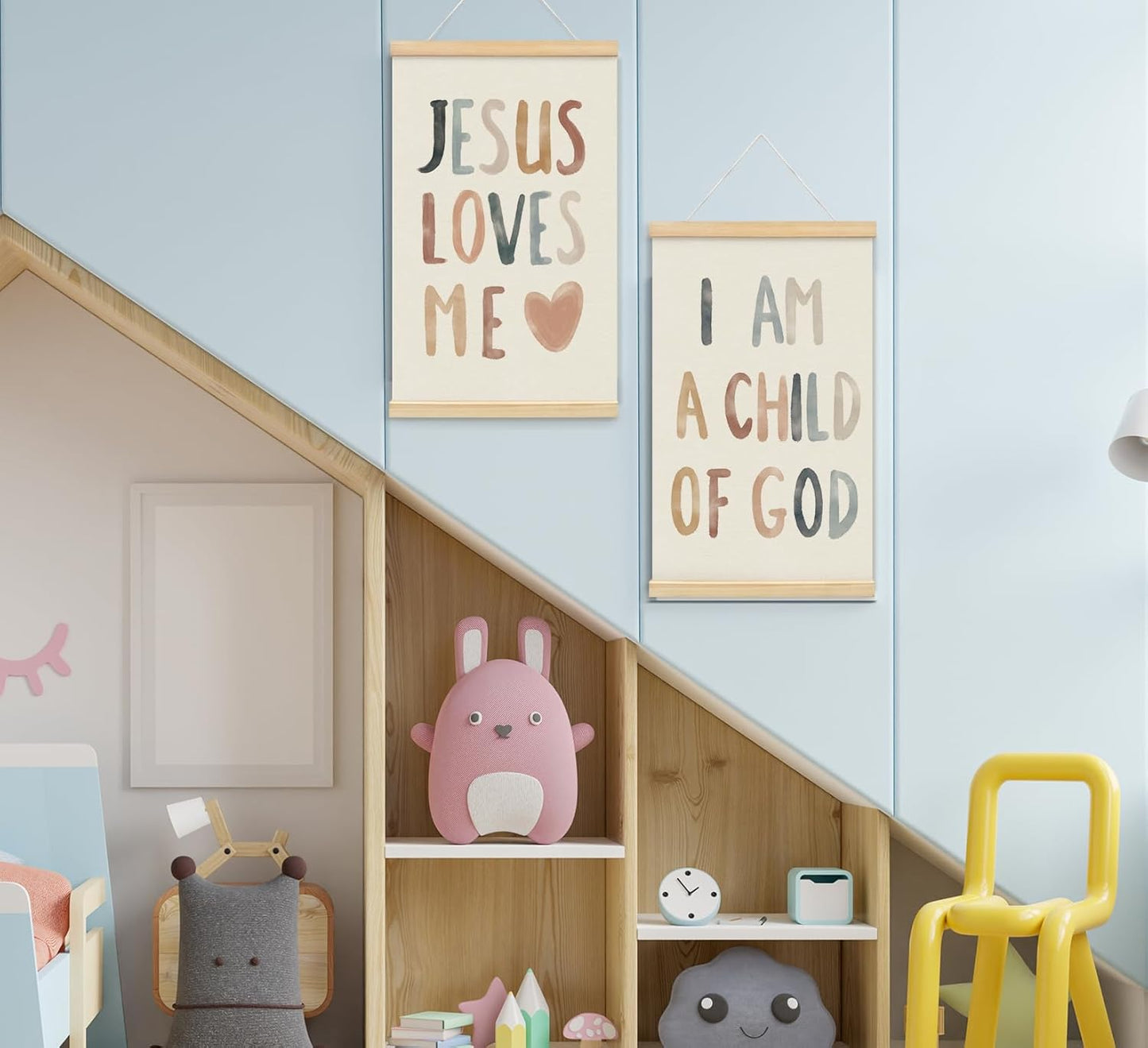 foedor Christian Jesus Decor Wall Art Posters Framed,Bible Verse Child of God Boho Decoration for Nursery Baby Kids Bedroom,Christian Decor for Church Newborn Baby Room Home School 16x24 Inch,Set of 2