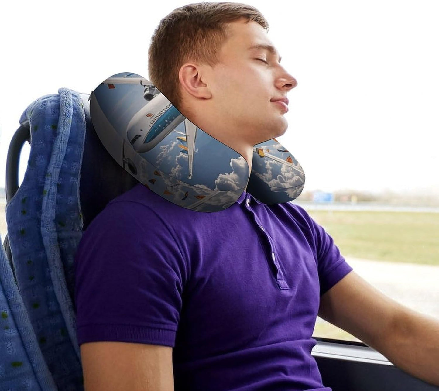 Airplane Neck Pillow Memory Foam U Shaped Pillows Portable Pillows for Shoulder Travel Head Support Pillow with Concealed Zipper for Airplane Car Home Office