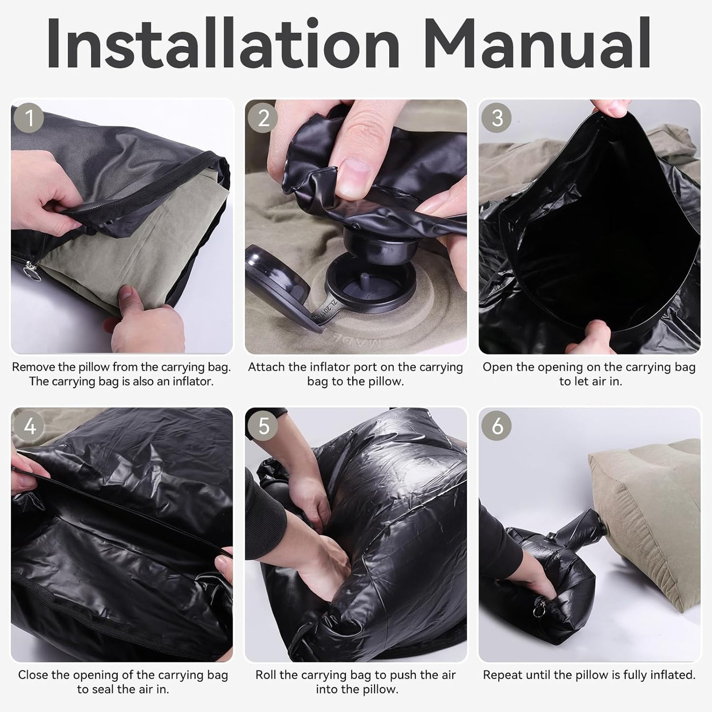 lefeke Inflatable Wedge Pillow for Sleeping,Inflatable Leg Elevation Pillow for Swelling, Circulation, Leg & Back Pain Relief, Portable Leg Pillow with Storage Bag,Breathable Suede Material